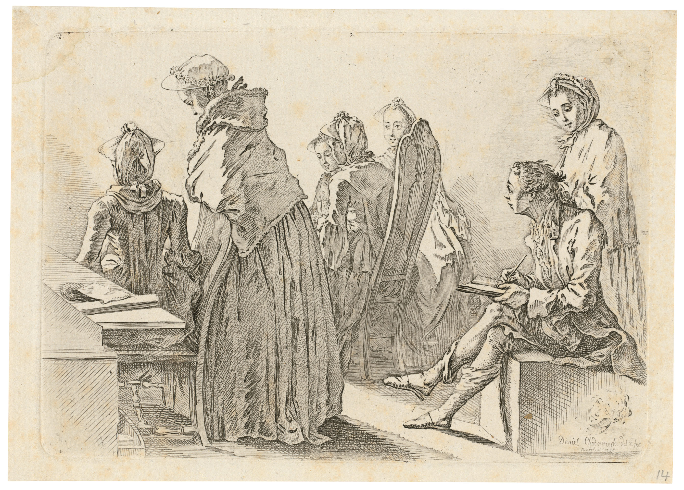 Catalog image of Gesellschaft von sechs Damen mit dem Künstler in einem Zimmer