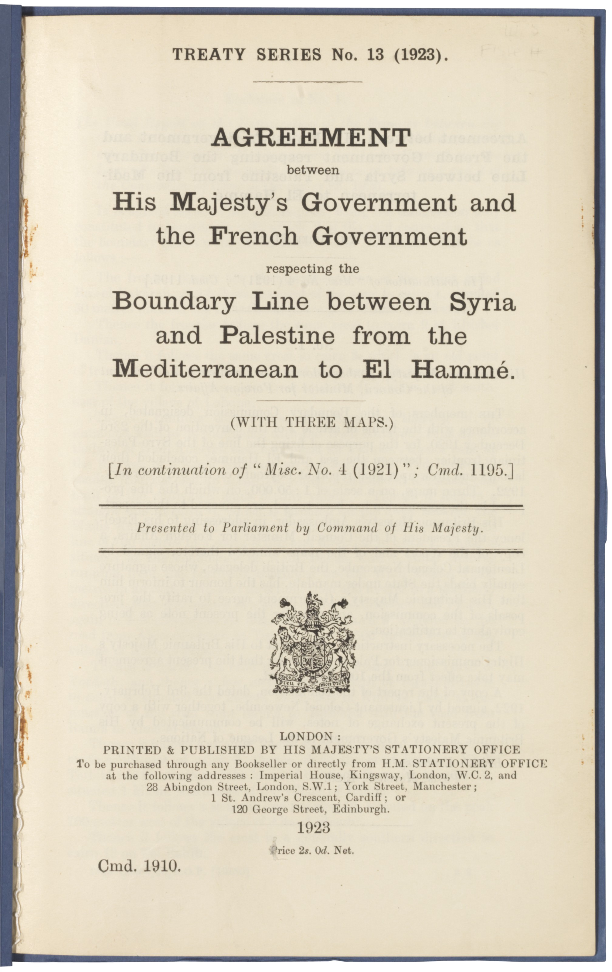 Palestine – The Creation of the British MandatePalestine – The Creation