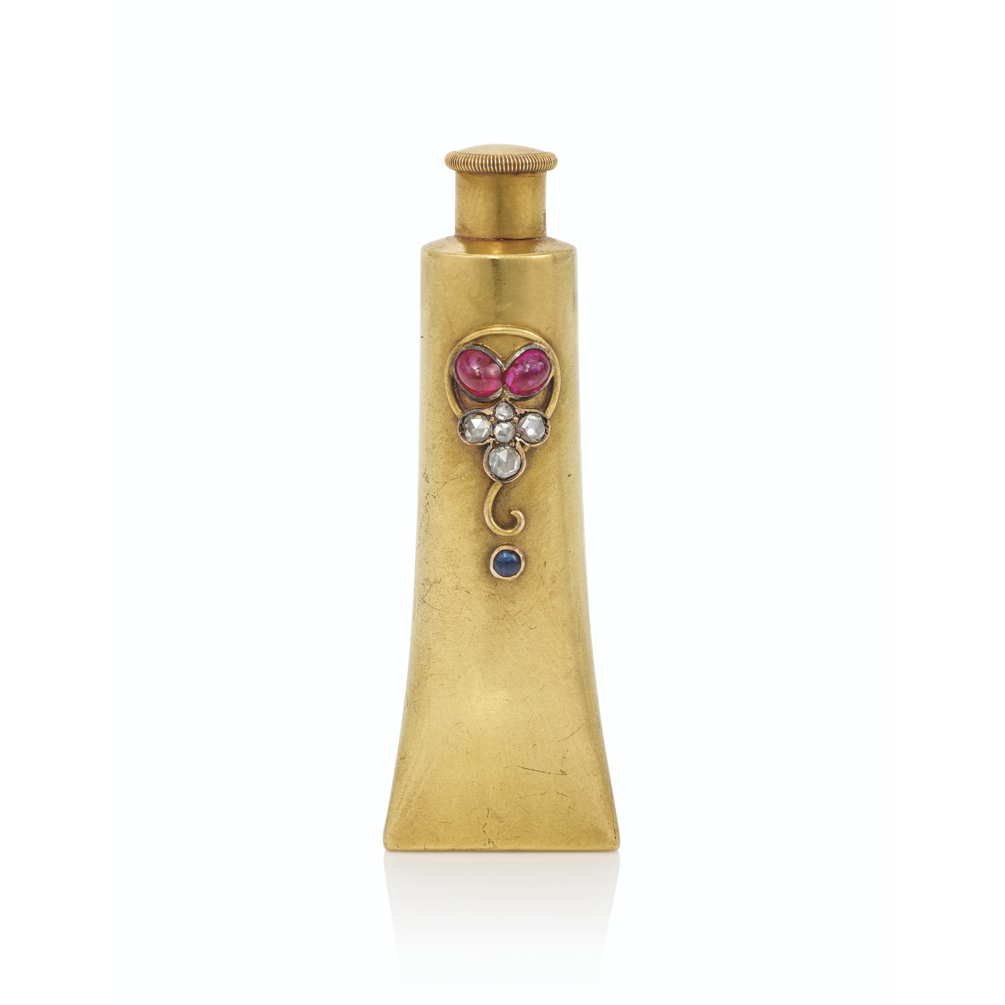 A JEWELLED GOLD SCENT BOTTLE BY FABERG WORKMASTER ERIK KOLLIN