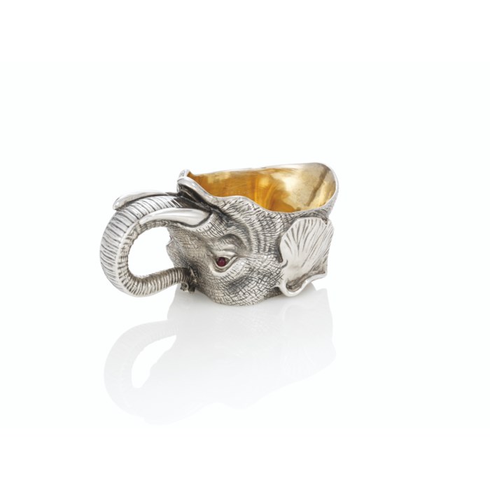 A JEWELLED PARCEL-GILT SILVER CHARKA, BY FABERGÉ, WORKMASTER JULIUS ...