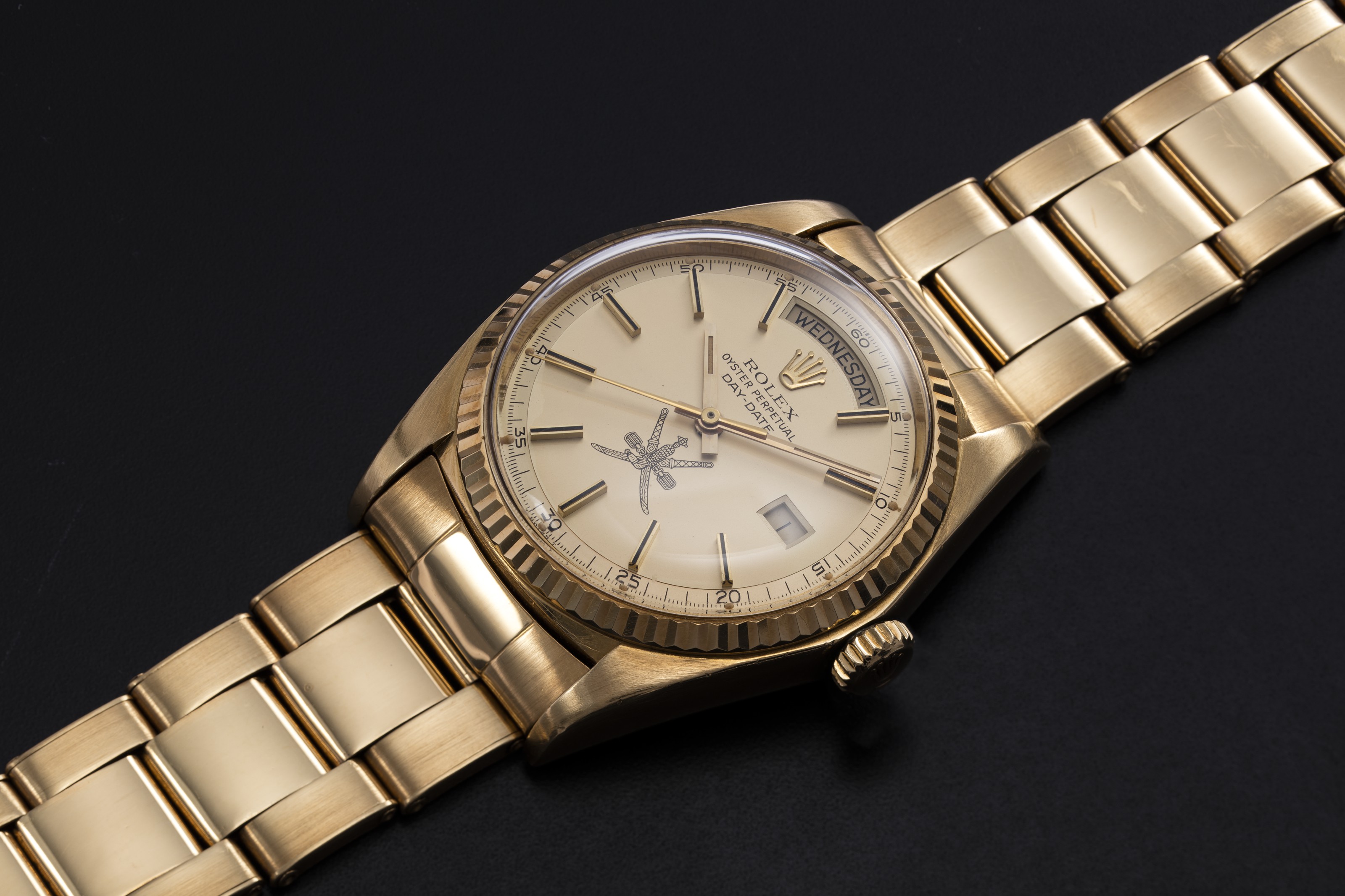 ROLEX A YELLOW GOLD OYSTER PERPETUAL DAY DATE WITH KHANJAR
