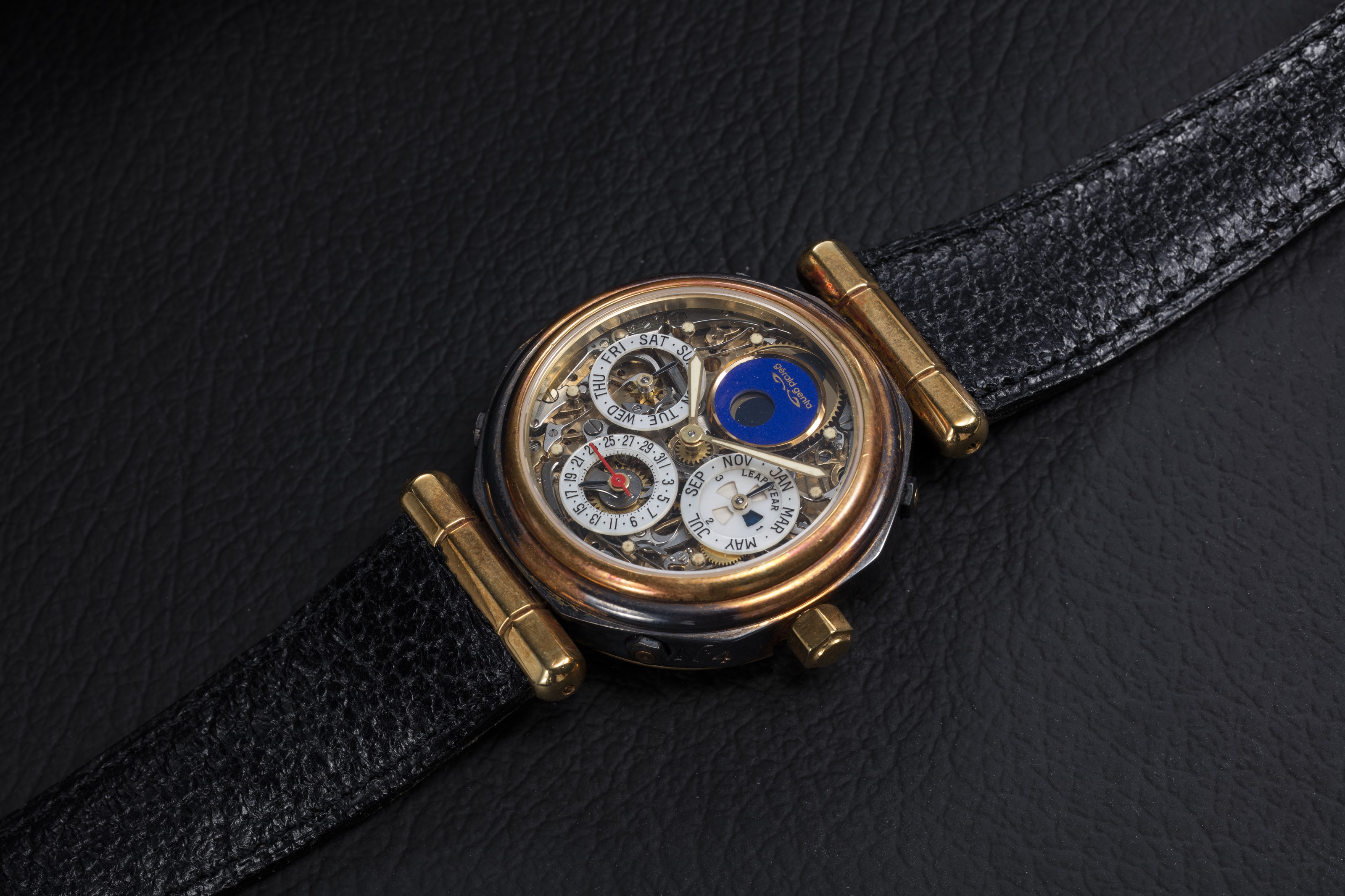 GERALD GENTA A SKELETONIZED GOLD TOURBILLON PERPETUAL CALENDAR WITH MOON PHASE NO. 4 REF. G.4009.4