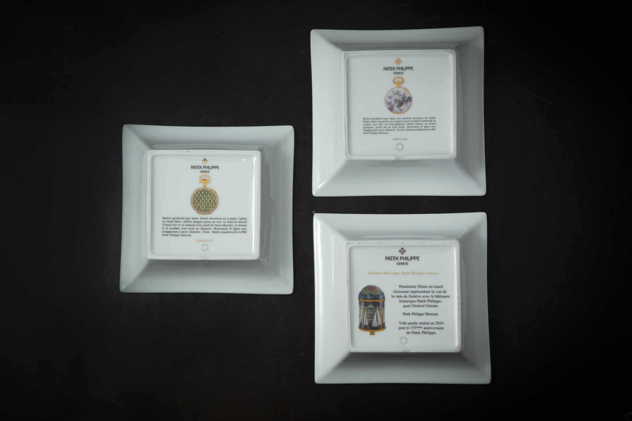 PATEK PHILIPPE, A LOT OF THREE COMMEMORATIVE LIMOGES PORCELAIN AND