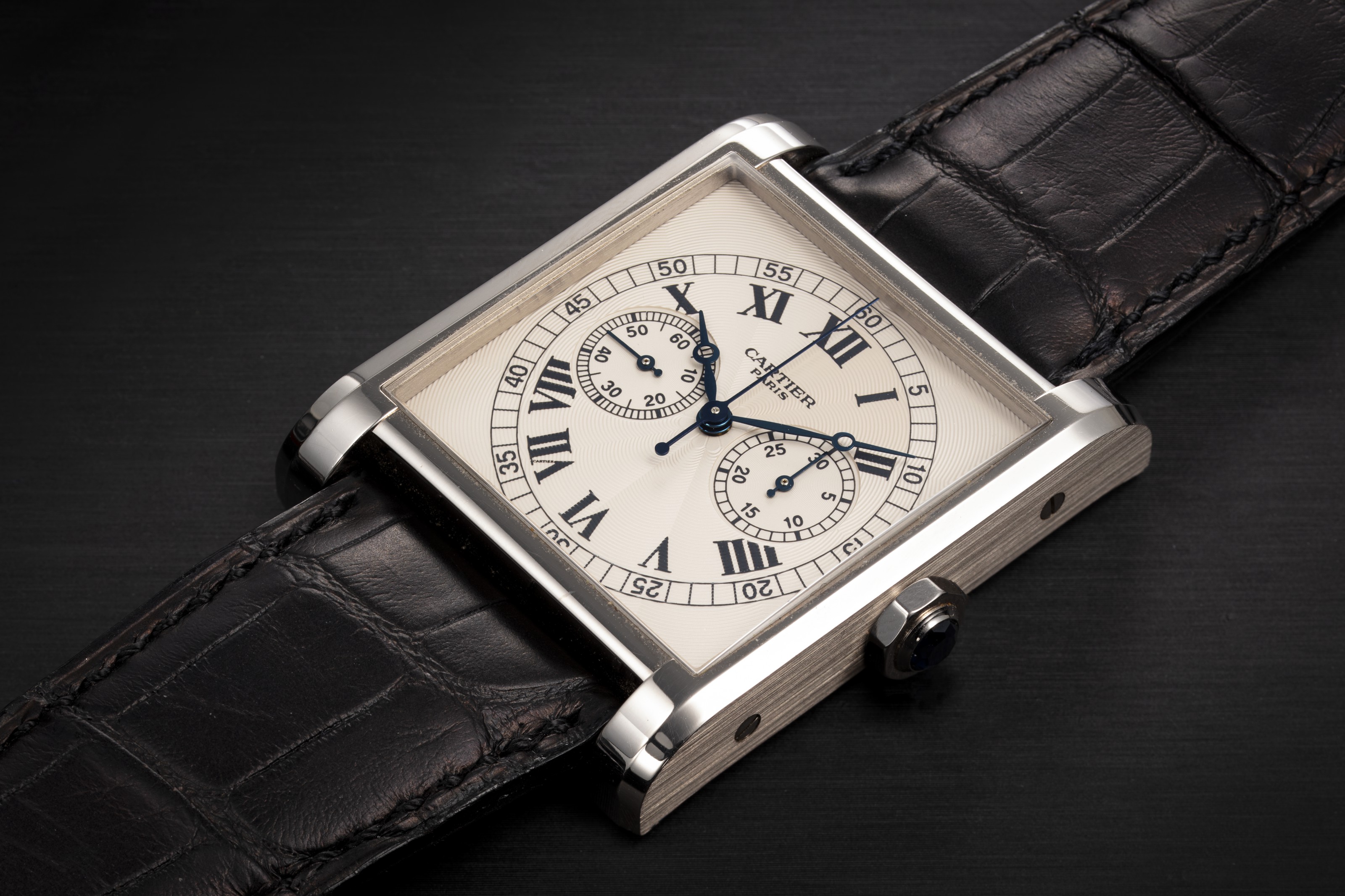 CARTIER, TANK CHRONOGRAPHE MONOPOUSSOIR, A LIMITED EDITION SQUARE GOLD