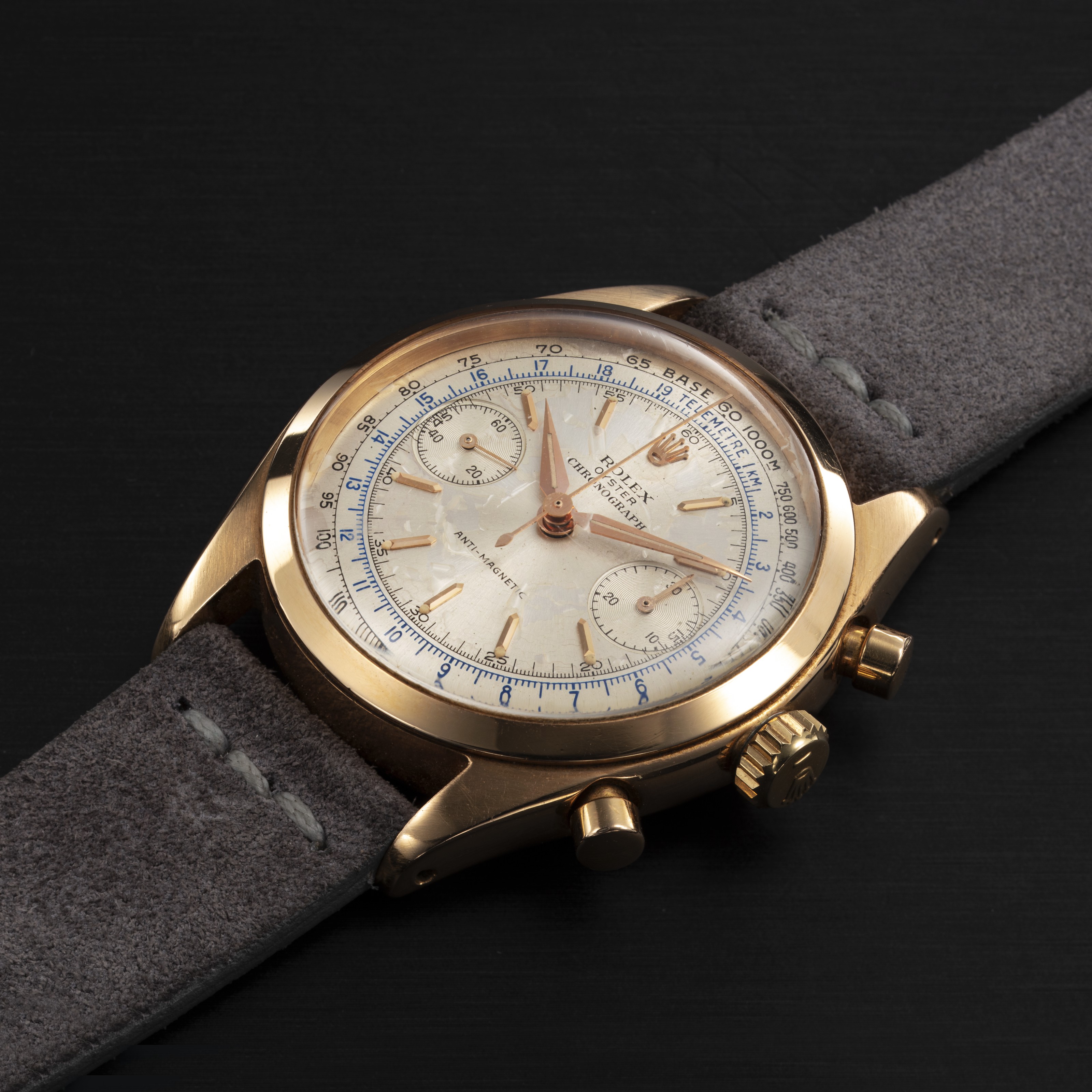 ROLEX REF. 6232 OYSTER CHRONOGRAPH ANTIMAGNETIC A RARE PINK GOLD