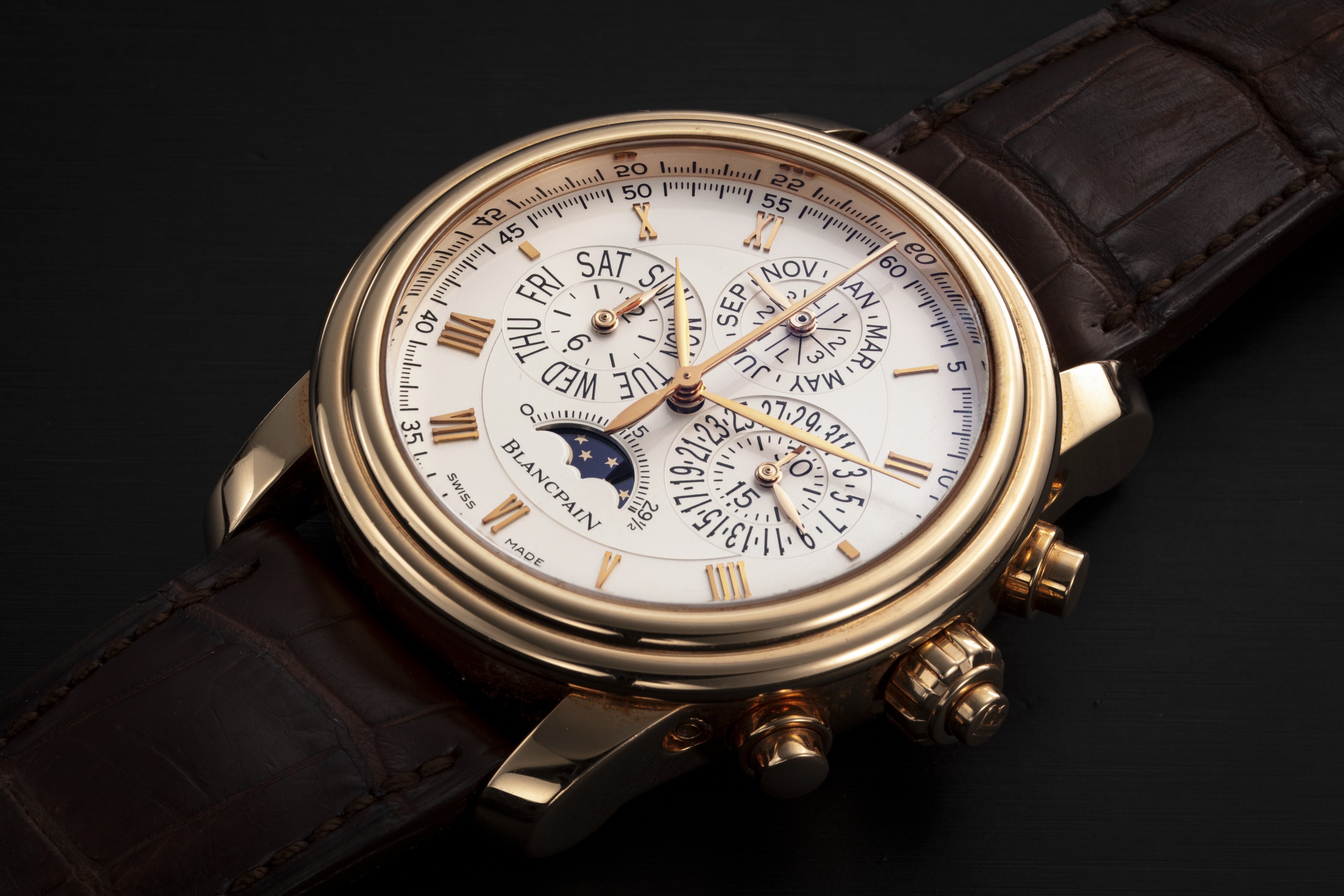 BLANCPAIN VILLERET 4286P 3642 55B A RED GOLD PERPETUAL CALENDAR SPLIT SECONDS CHRONOGRAPH CASE NUMBER No. 135 Christie s