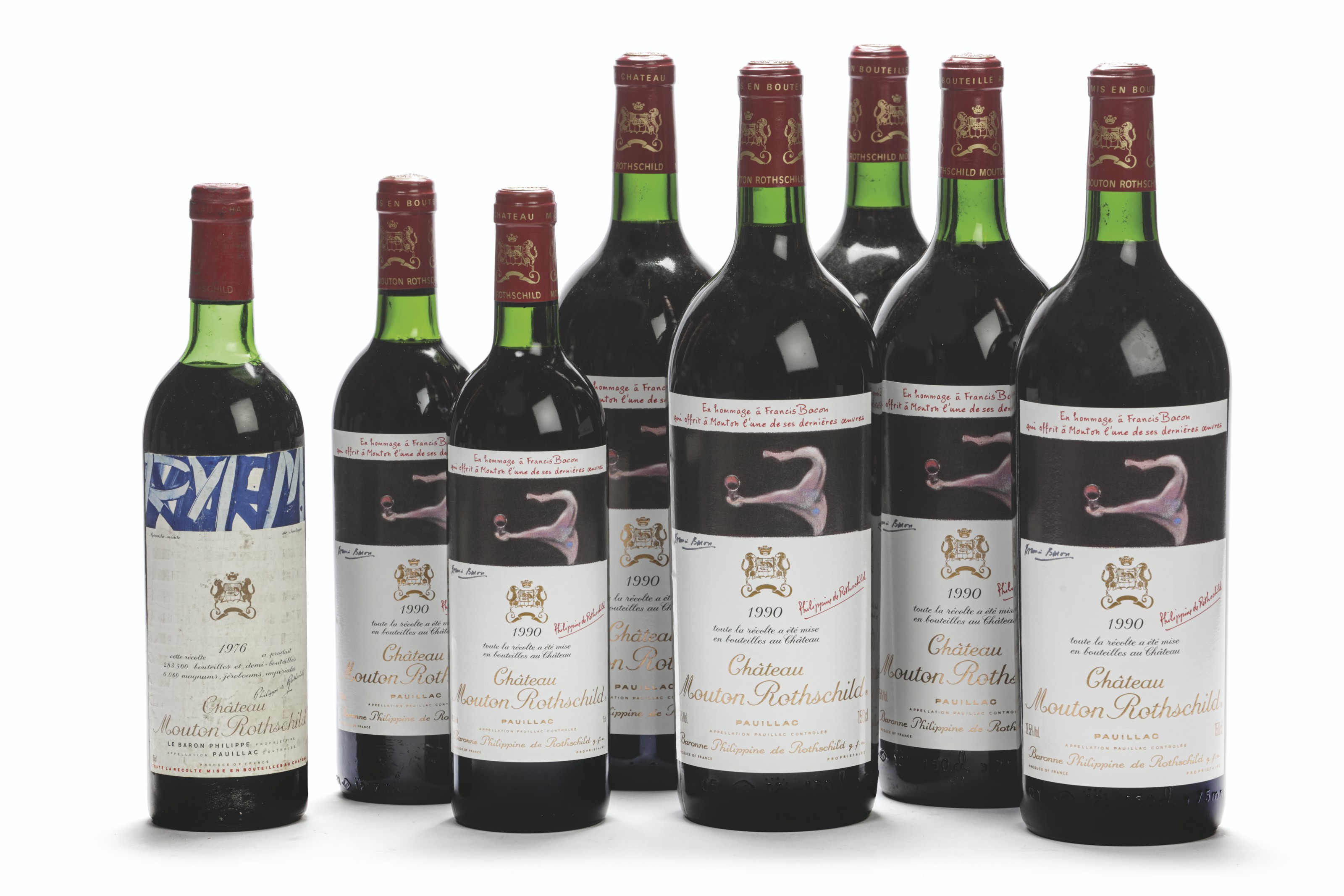 Château Mouton-Rothschild 1976 Slightly damaged capsule. Bin soiled label. Level: upper-shoulder ...