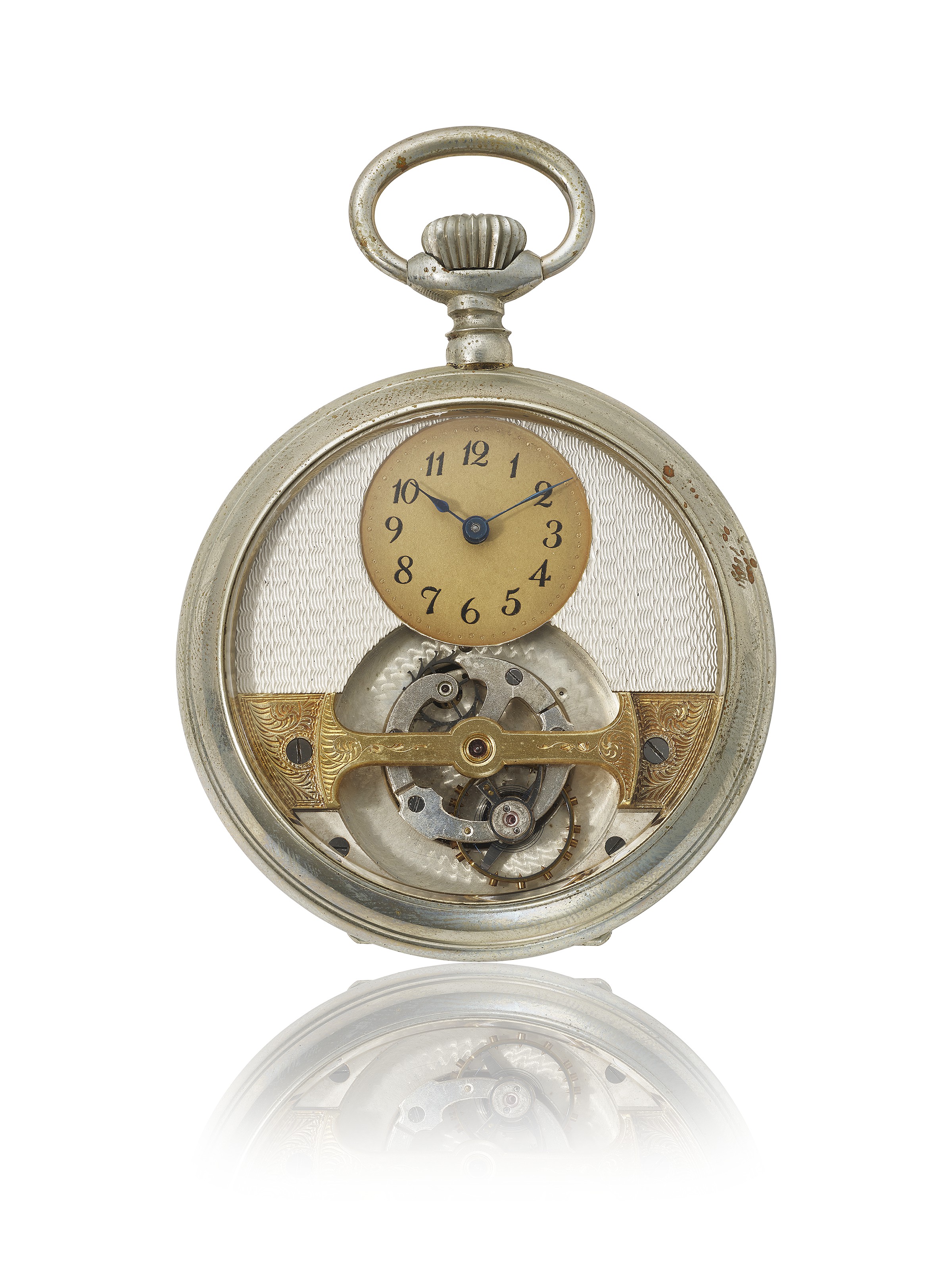 COURVOISIER FRERES NICKEL KEYLESS MOBILIS ONE MINUTE TOURBILLON WATCH