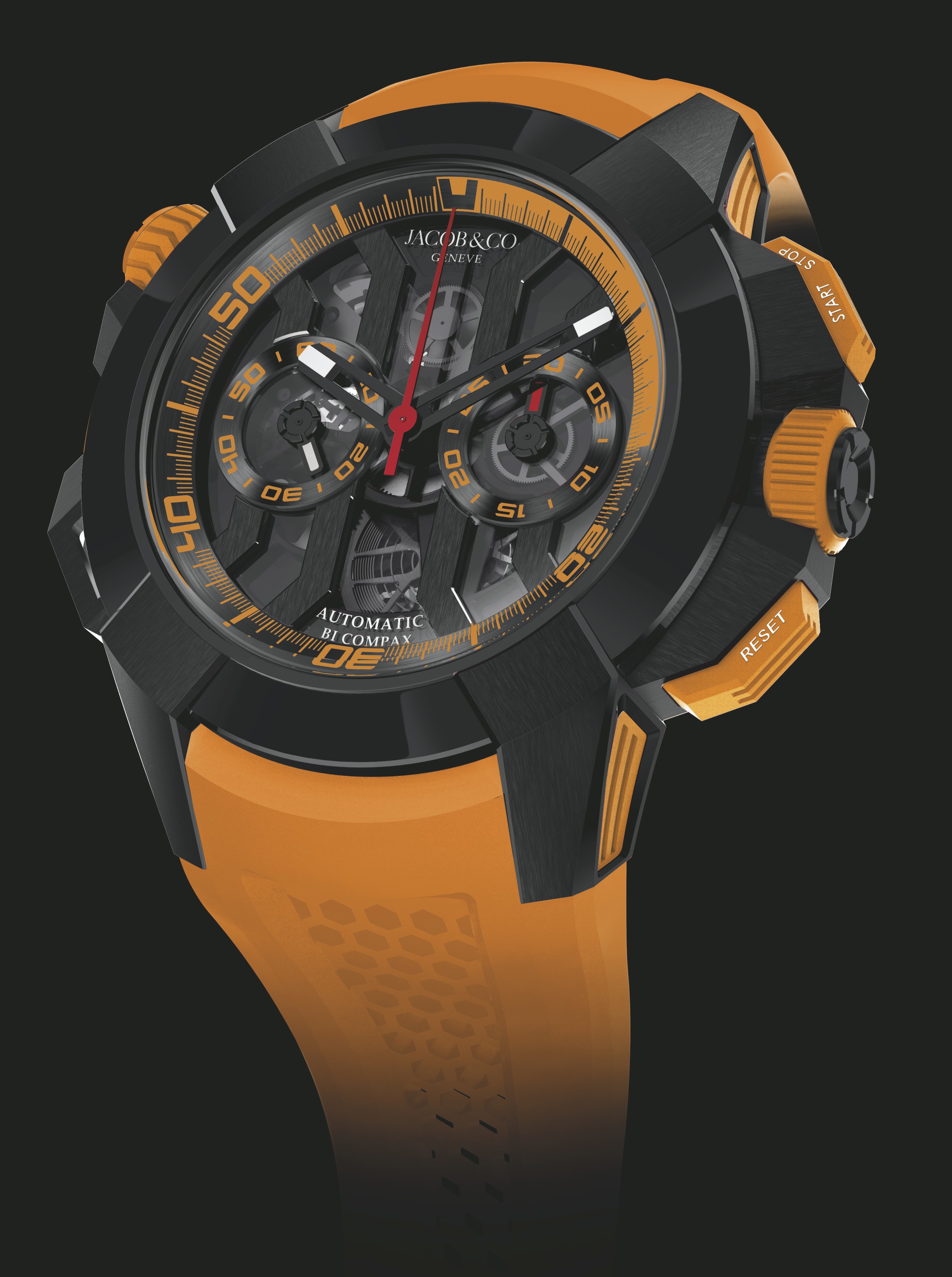 JACOB CO. JACOB CO. EPIC X CHRONO BLACK TITANIUM WITH ORANGE BAND Christie s