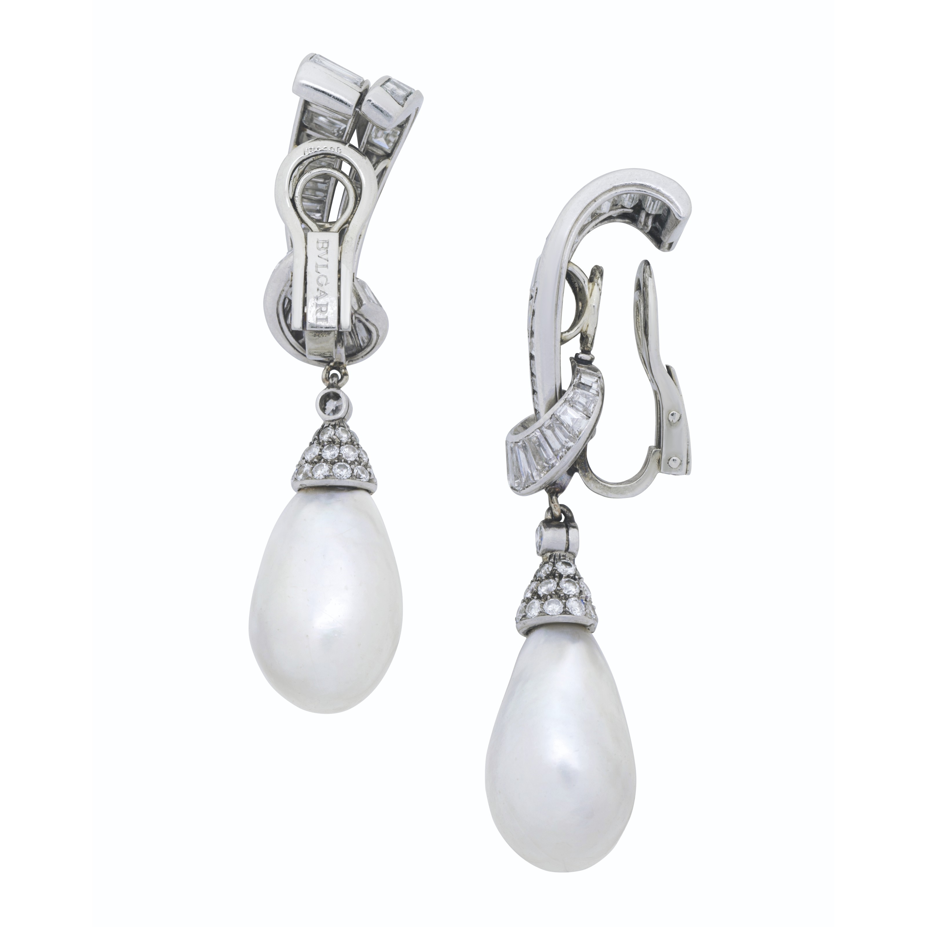BULGARI NATURAL PEARL AND DIAMOND EARRINGS Christie s