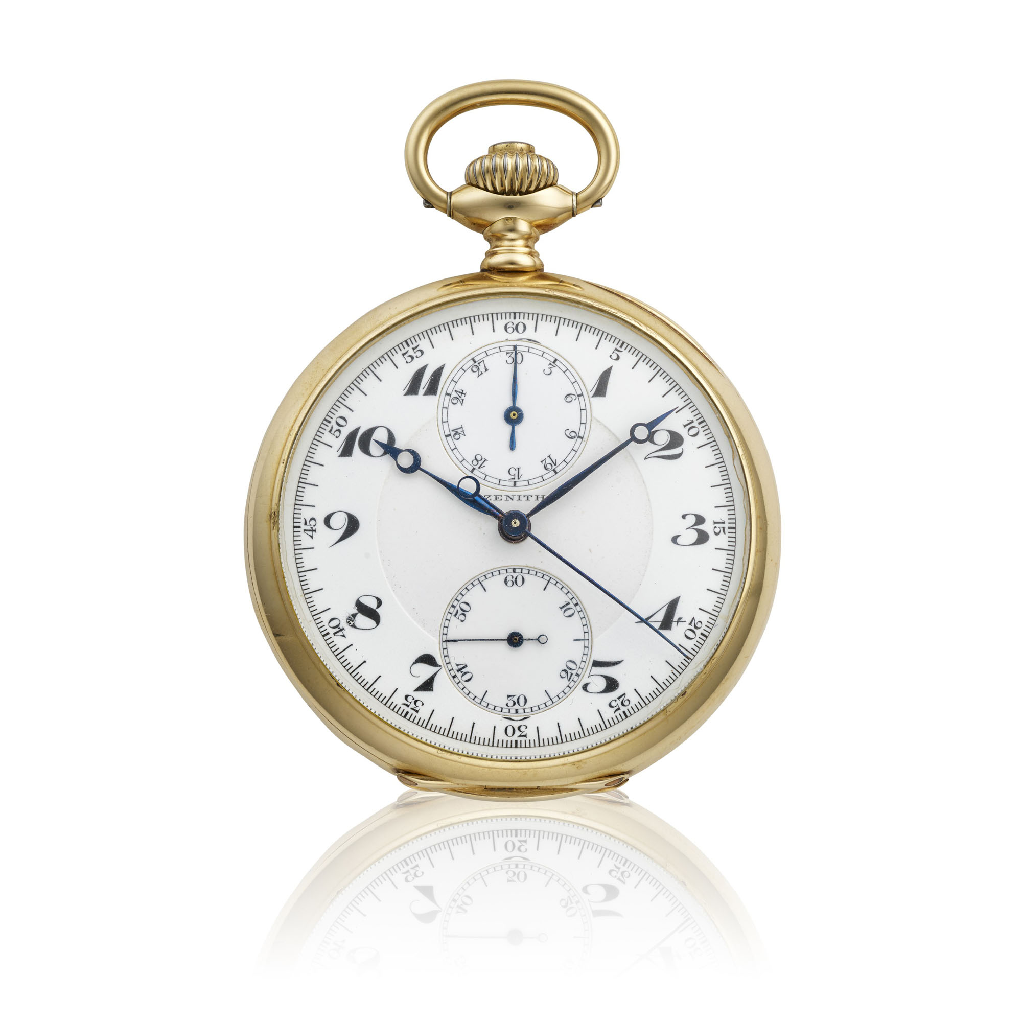 ZENITH YELLOW GOLD CHRONOGRAPH OPENFACE POCKET WATCH