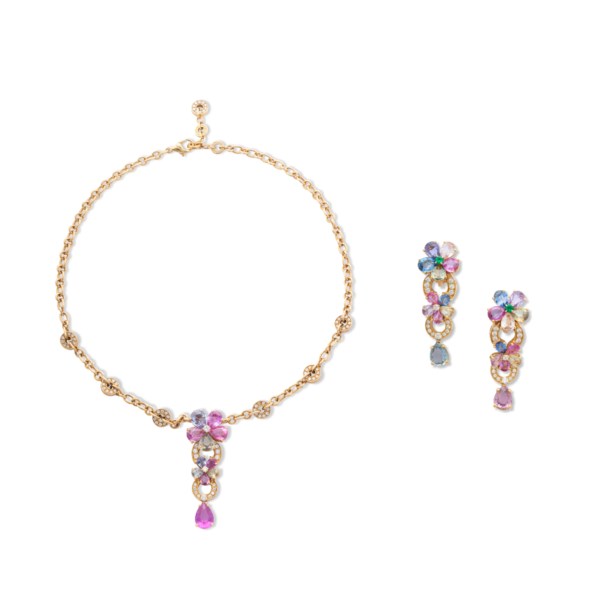 BULGARI MULTI-GEM 'SAPPHIRE FLOWER' NECKLACE AND EARRING SET