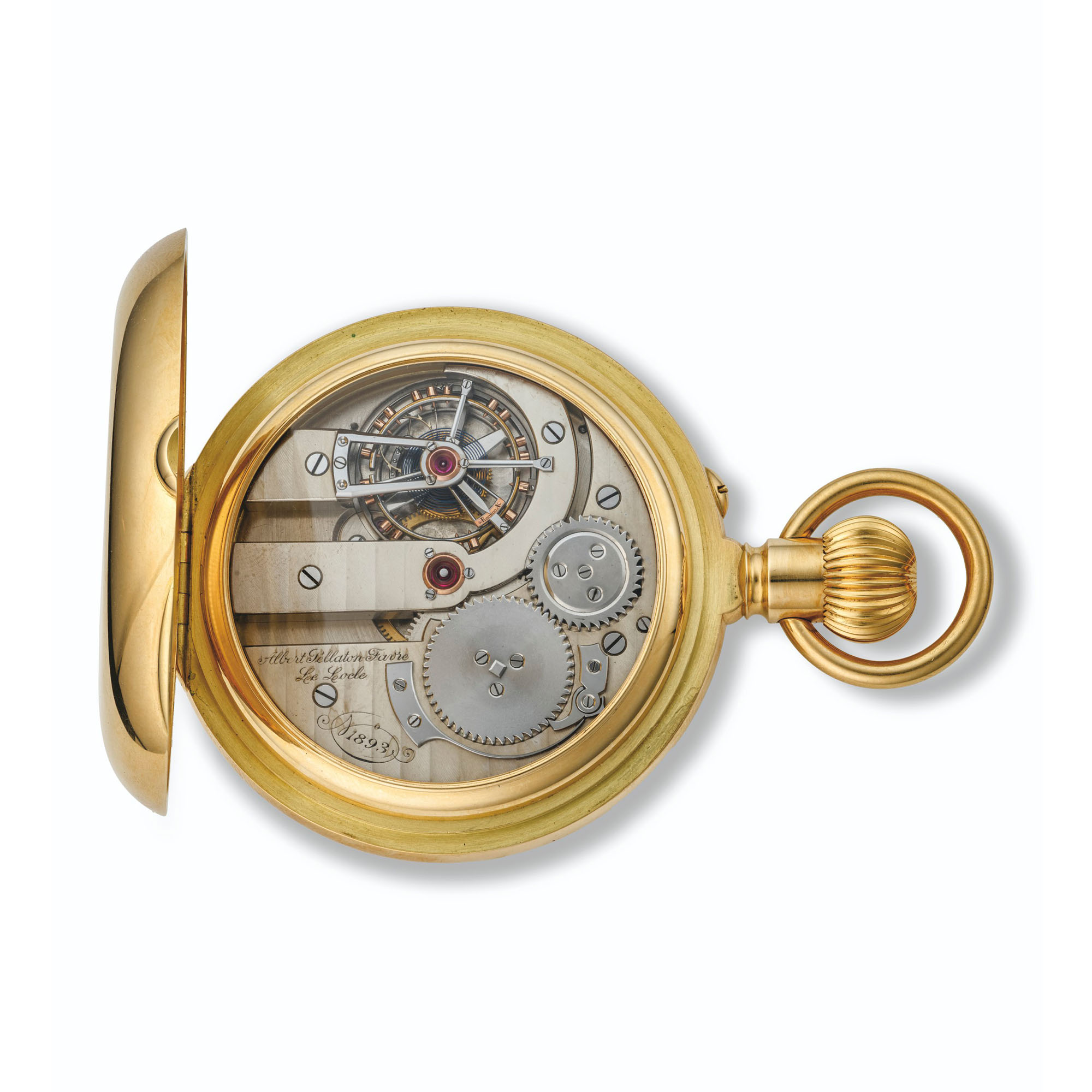 ALBERT PELLATON YELLOW GOLD ONE MINUTE TOURBILLON HUNTER CASE