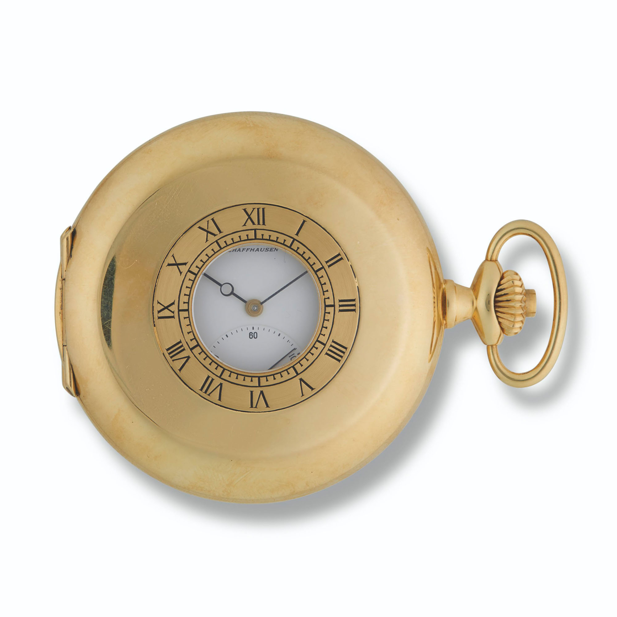 INTERNATIONAL WATCH CO., YELLOW GOLD AND ENAMEL HUNTER CASE POCKET