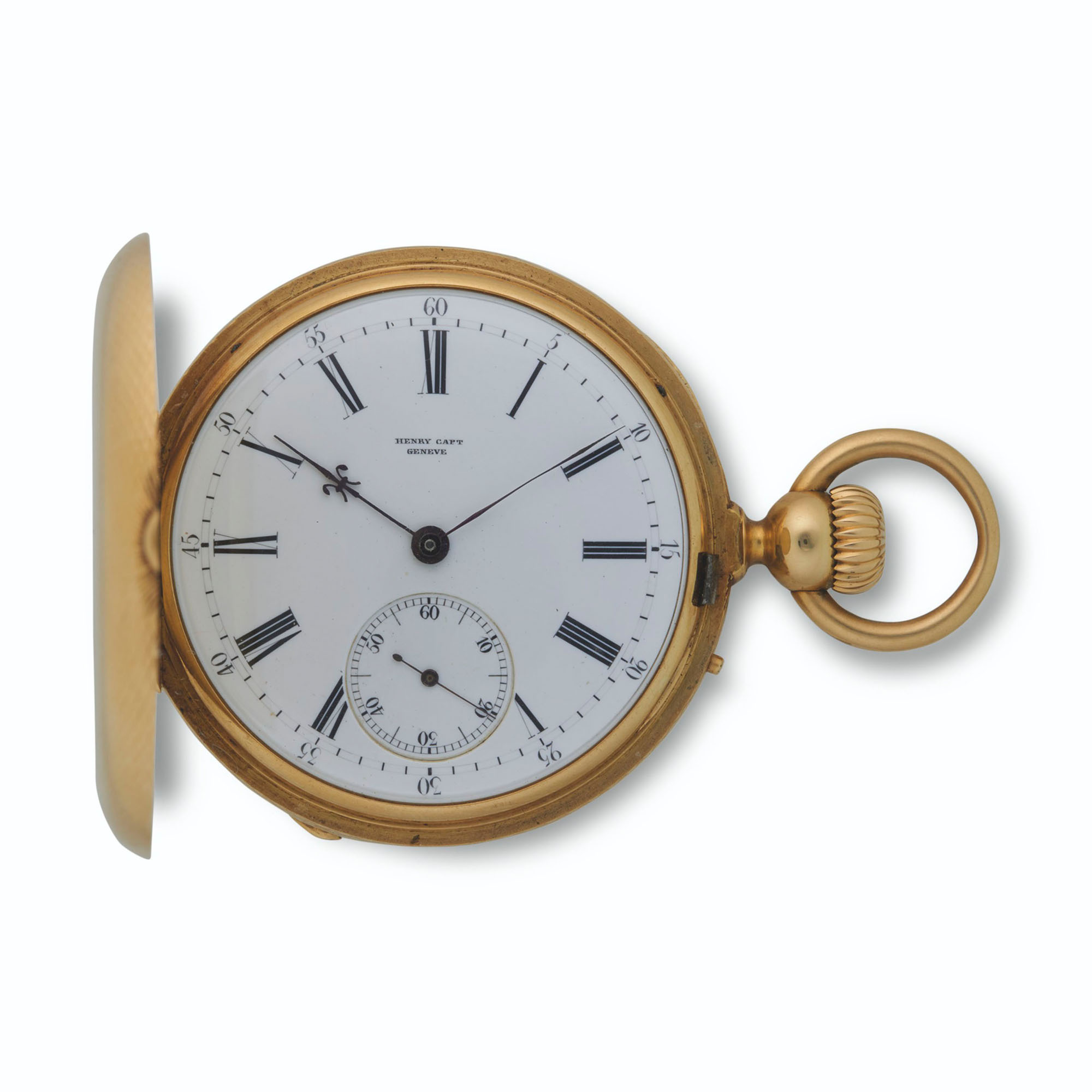 HENRY CAPT, YELLOW GOLD AND ENAMEL HUNTER-CASE POCKET WATCH