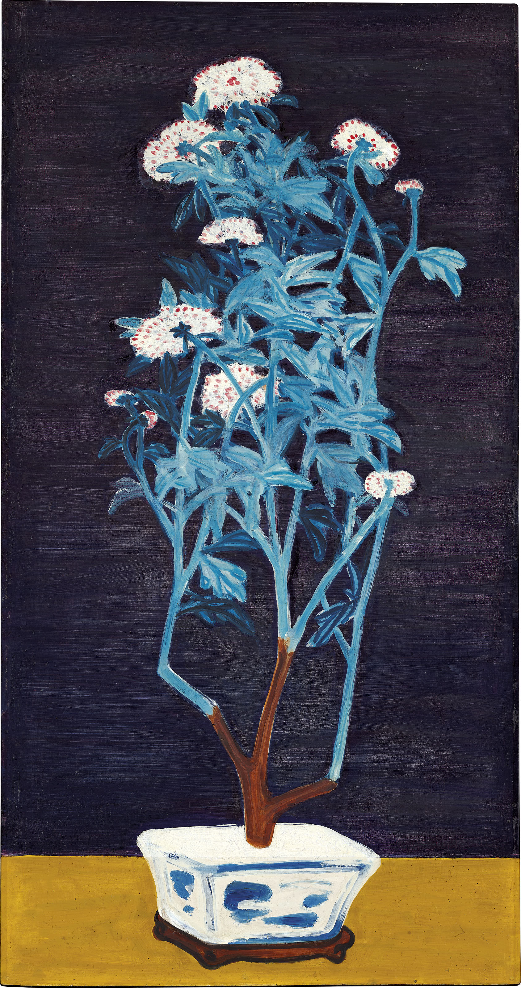 SANYU (CHANG YU, 1895-1966), Potted Chrysanthemums. oil on masonite. 91.5 x 48 cm. (36 x 18 7/8 in.). Painted circa 1950s. Sold for HK$118,645,000 on 24 May 2021 at 20th and 21st Century Art Evening Sale