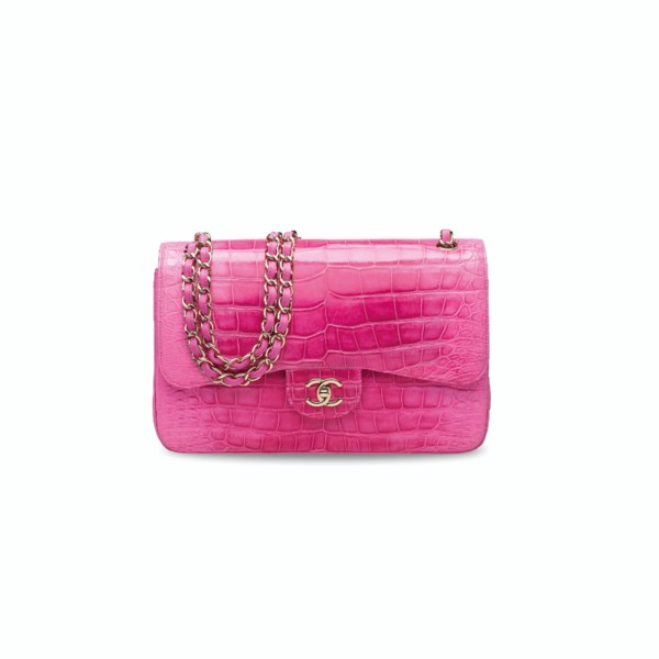 CHANEL Matte Alligator Jumbo Double Flap Pink 151524