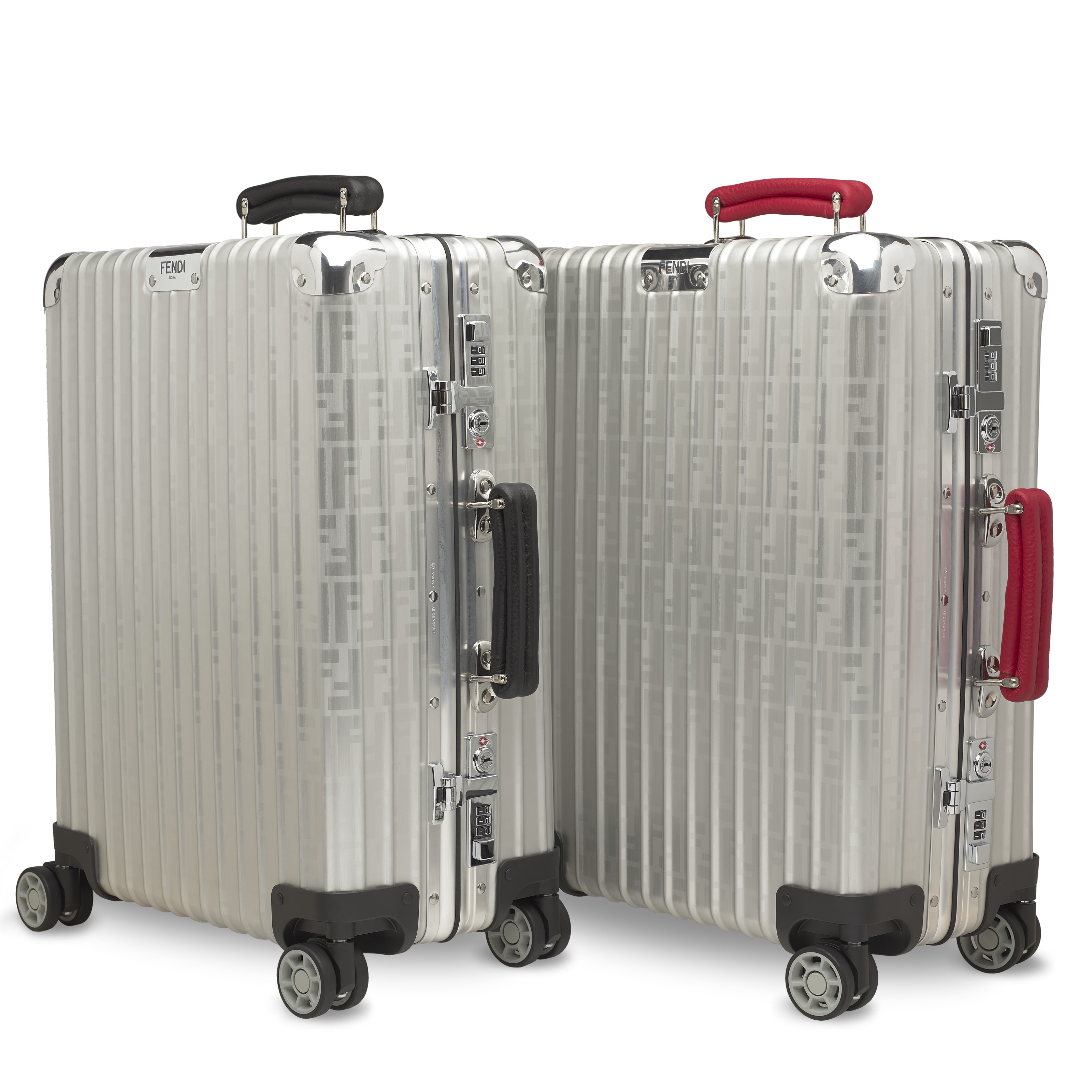 A SET OF TWO LIMITED EDITION ALUMINIUM CABIN SUITCASES BY FENDI