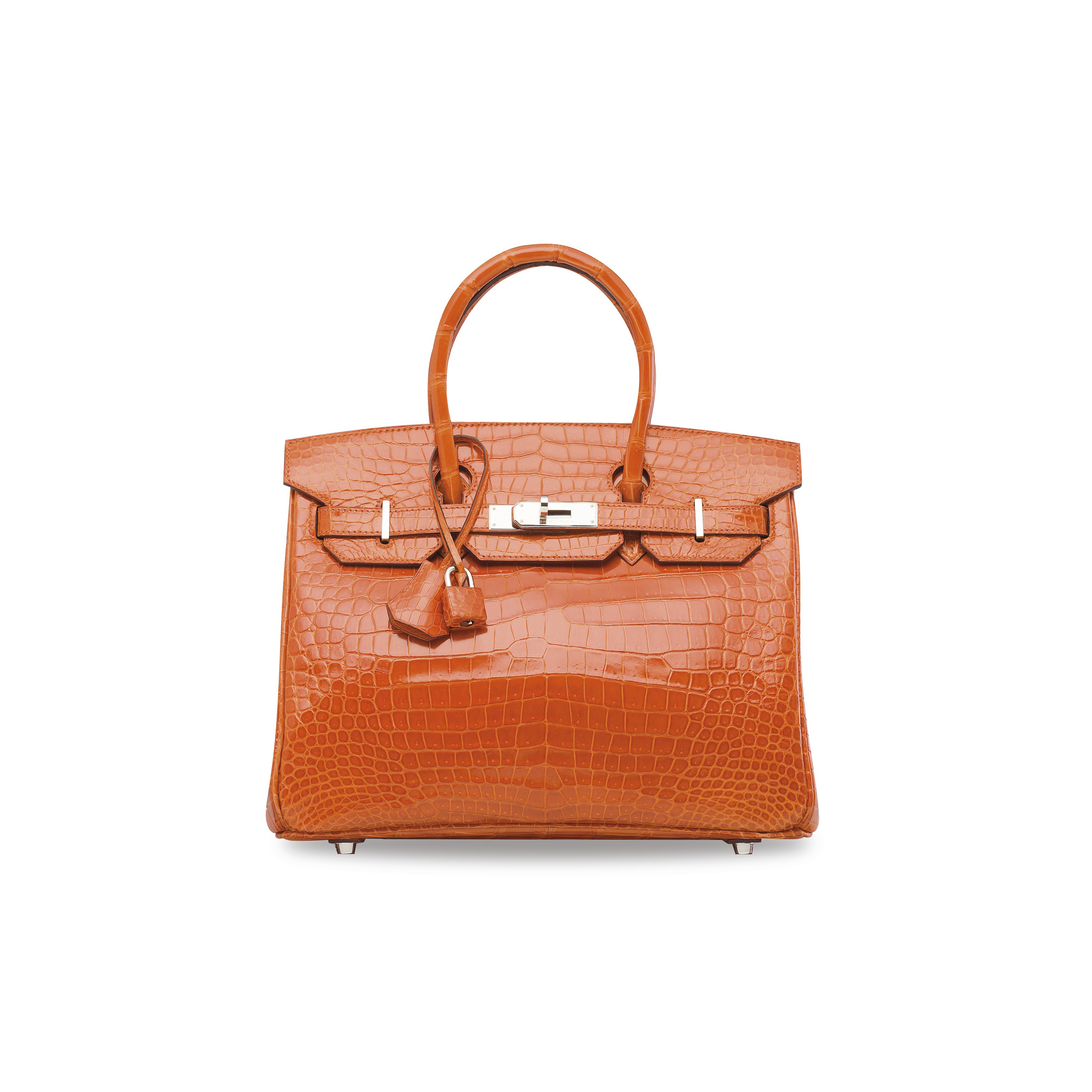 Hermes Birkin 30 Bag Orange Poppy Porosus Crocodile with Gold