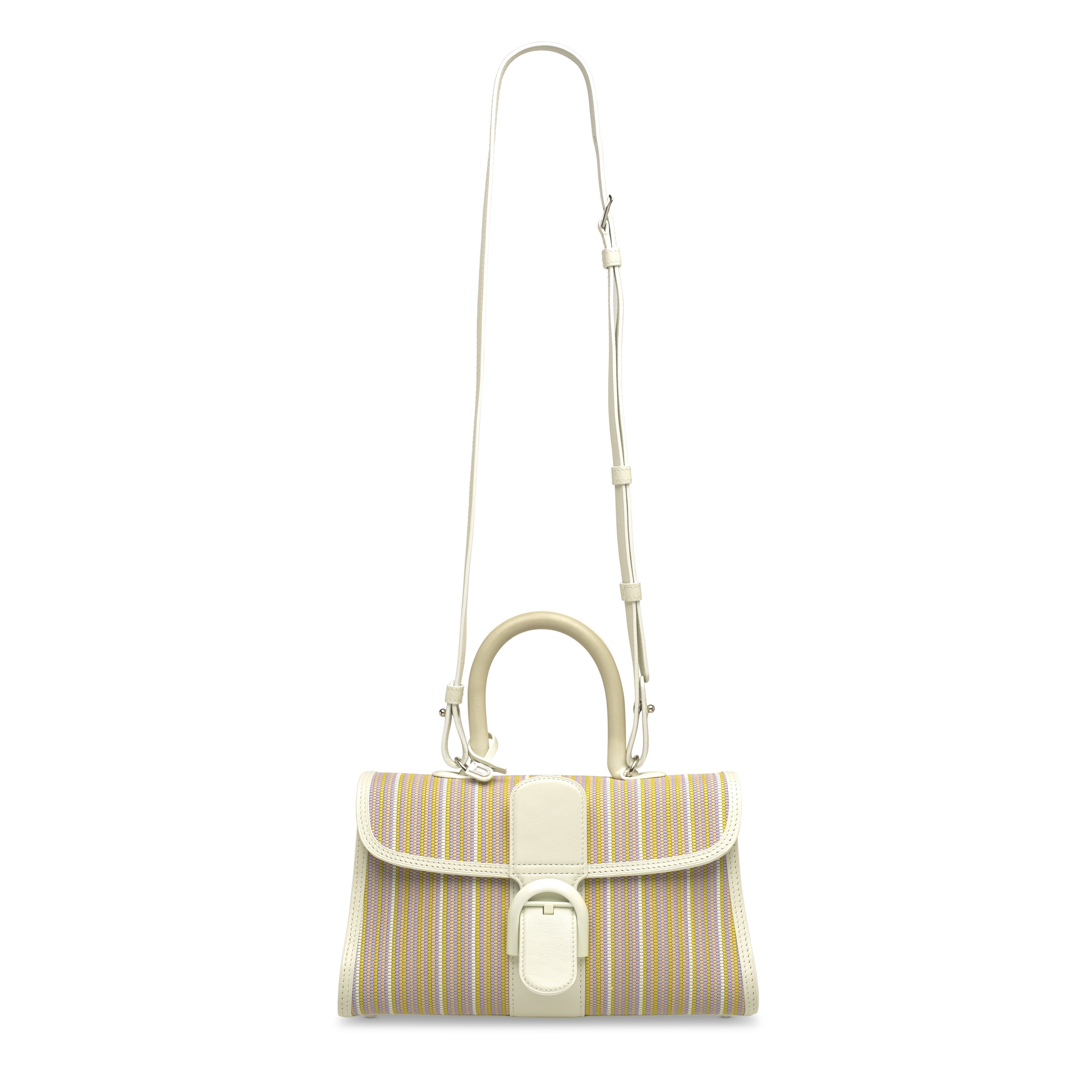 A WHITE CALFSKIN LEATHER TOILE DE CUIR BRILLANT EAST WEST BAG WITH