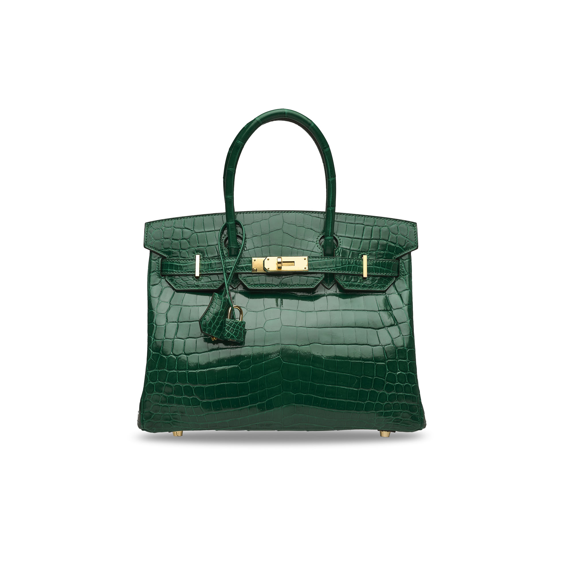 A SHINY VERT ÉMERAUDE NILOTICUS CROCODILE BIRKIN 30 WITH GOLD