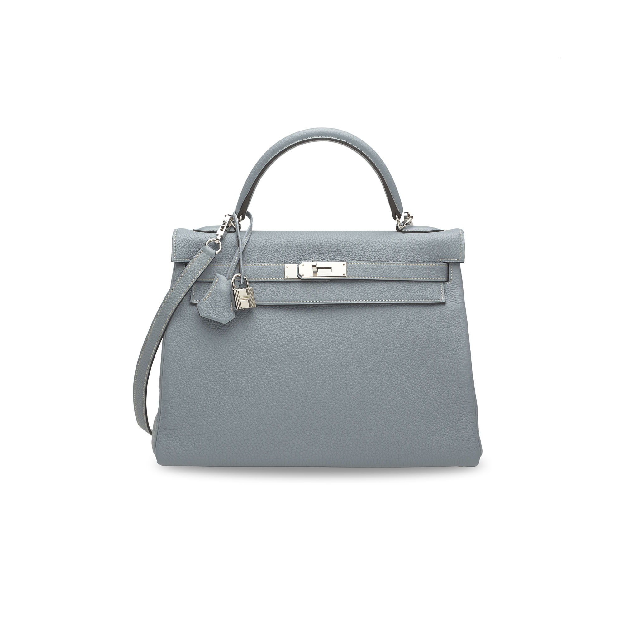 Hermes Blue Roi Ostrich Skin Kelly Bag- 32 cm Palladium Hardware