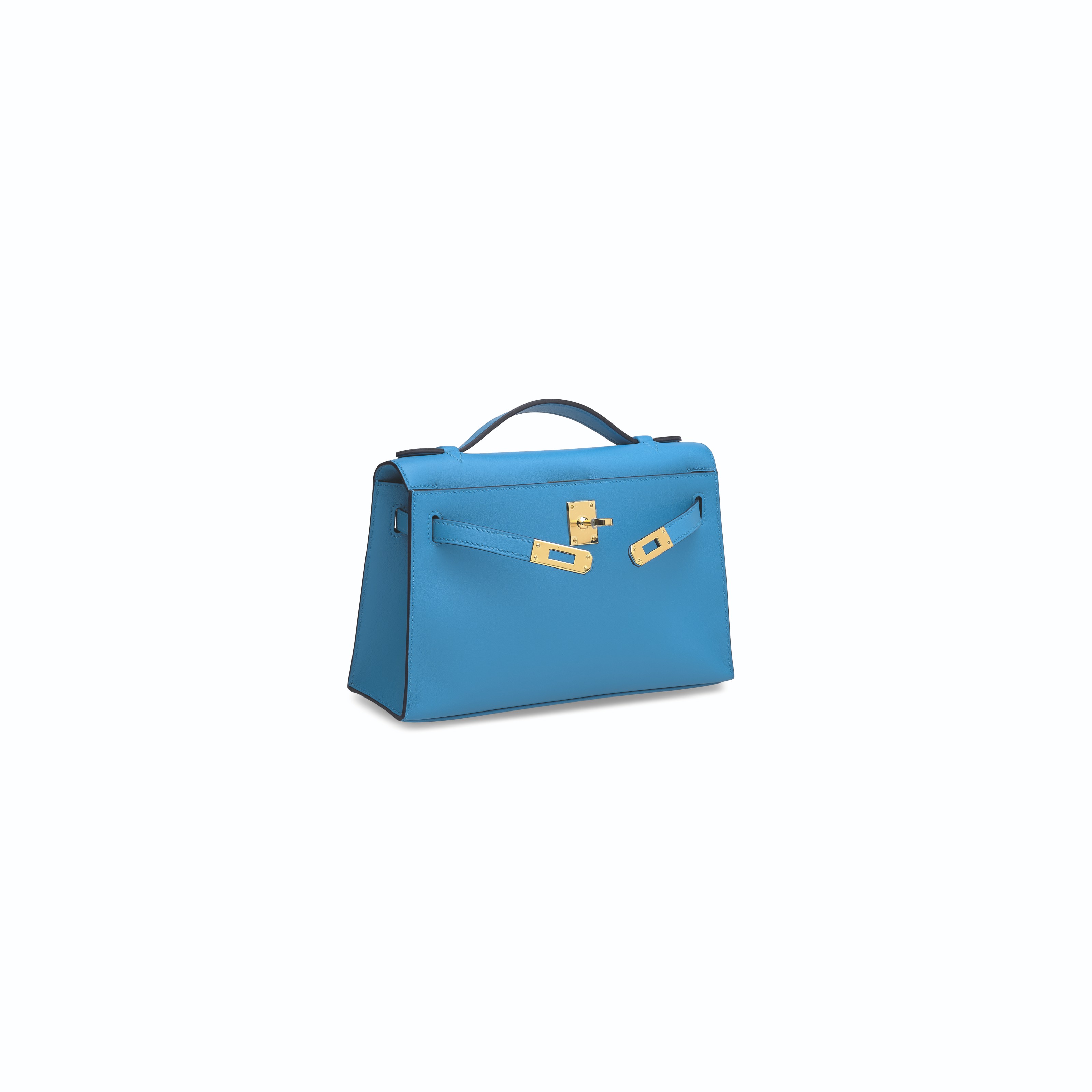 A BLEU FRIDA SWIFT LEATHER KELLY POCHETTE WITH GOLD HARDWARE