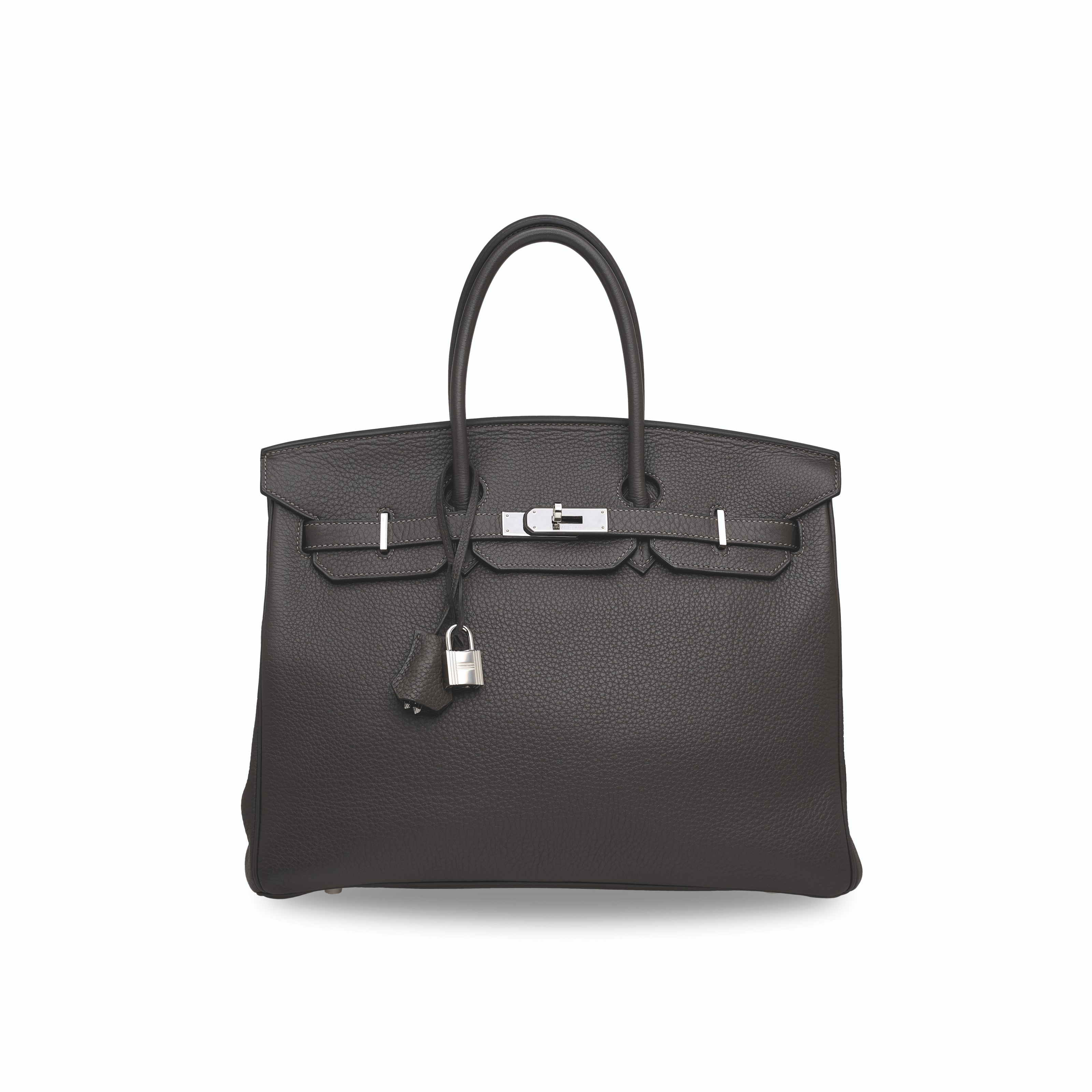 A CUSTOM ÉTOUPE CHÈVRE LEATHER SELLIER KELLY 25 WITH PALLDIUM