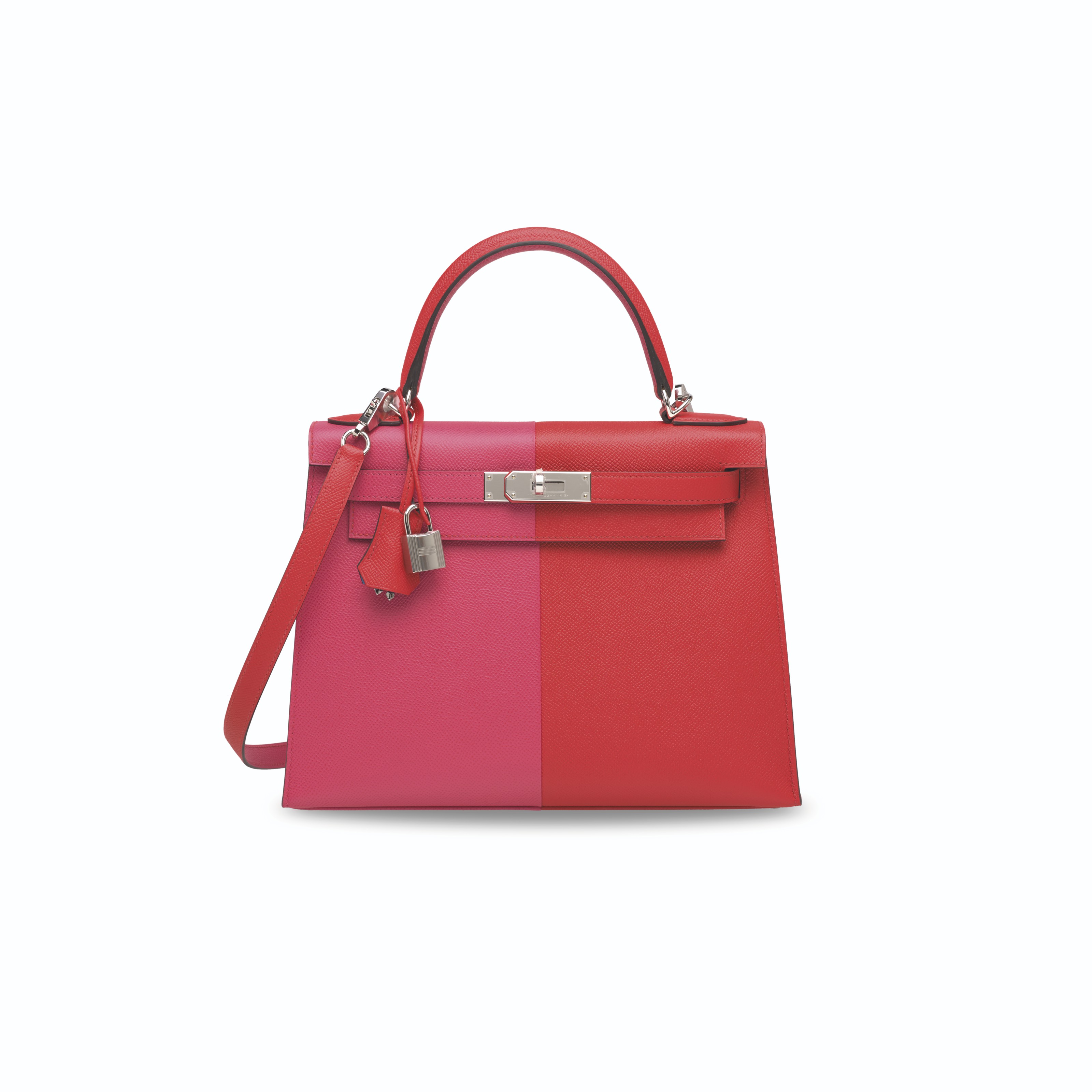 🎃 Hermes 🎃 Kelly 25 Epsom Rouge de Coeur / Rose Extreme / Blue