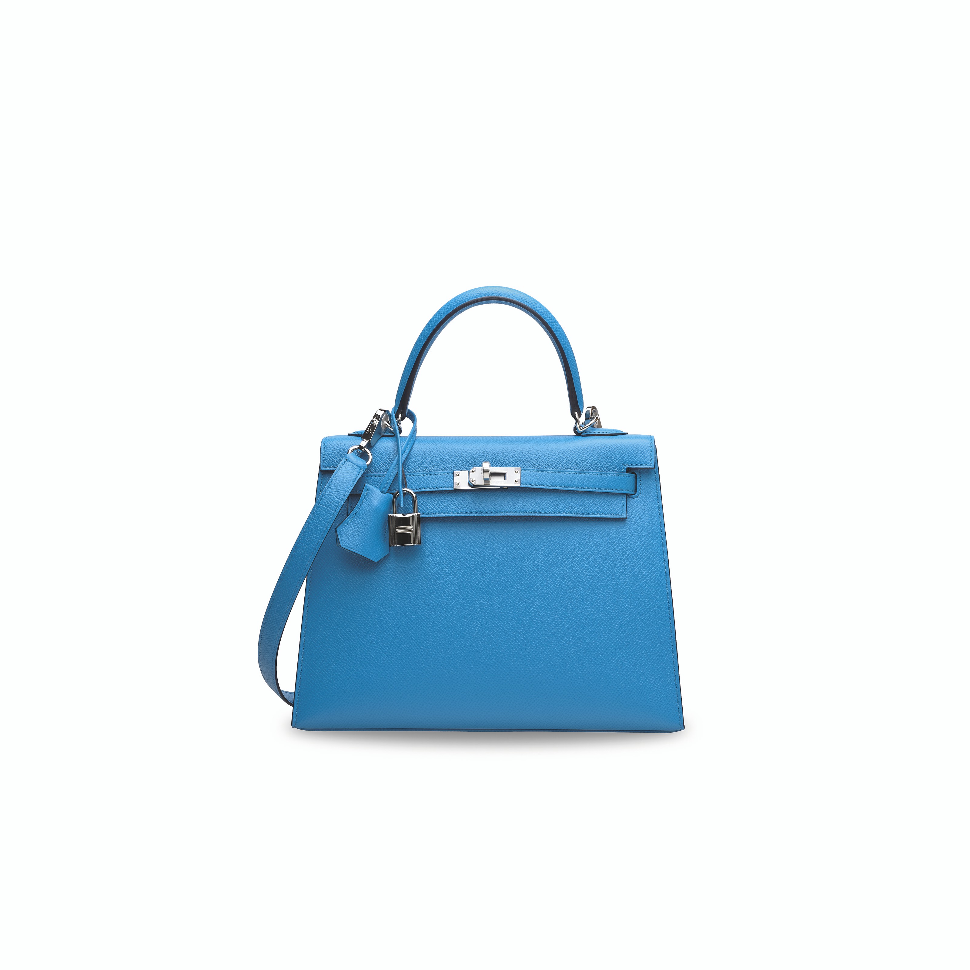 Hermes Kelly Sellier 25 Blue Frida Bag Gold Hardware Epsom Leather For Sale  at 1stDibs