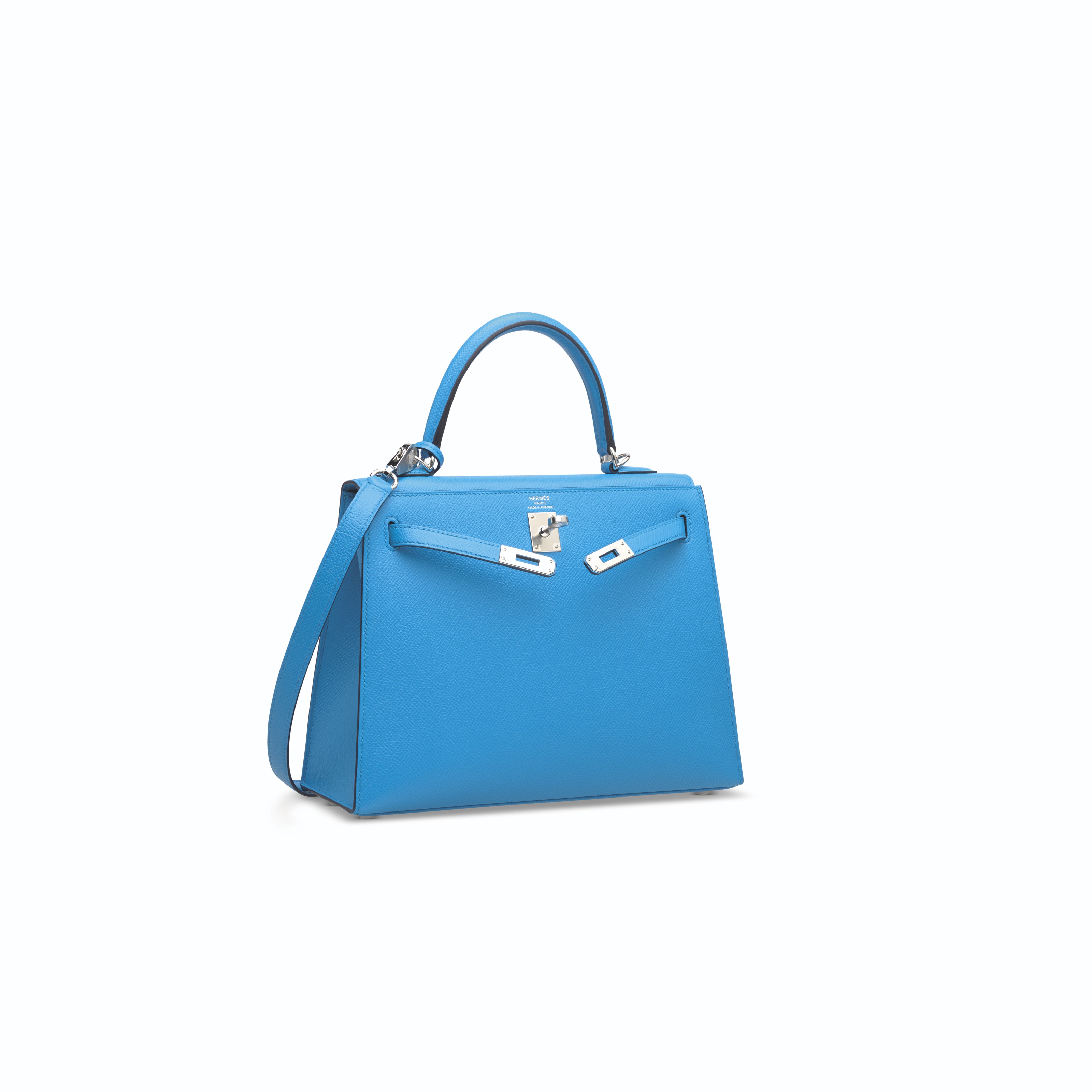 Hermès Kelly 25 In Bleu France Swift Leather With Palladium