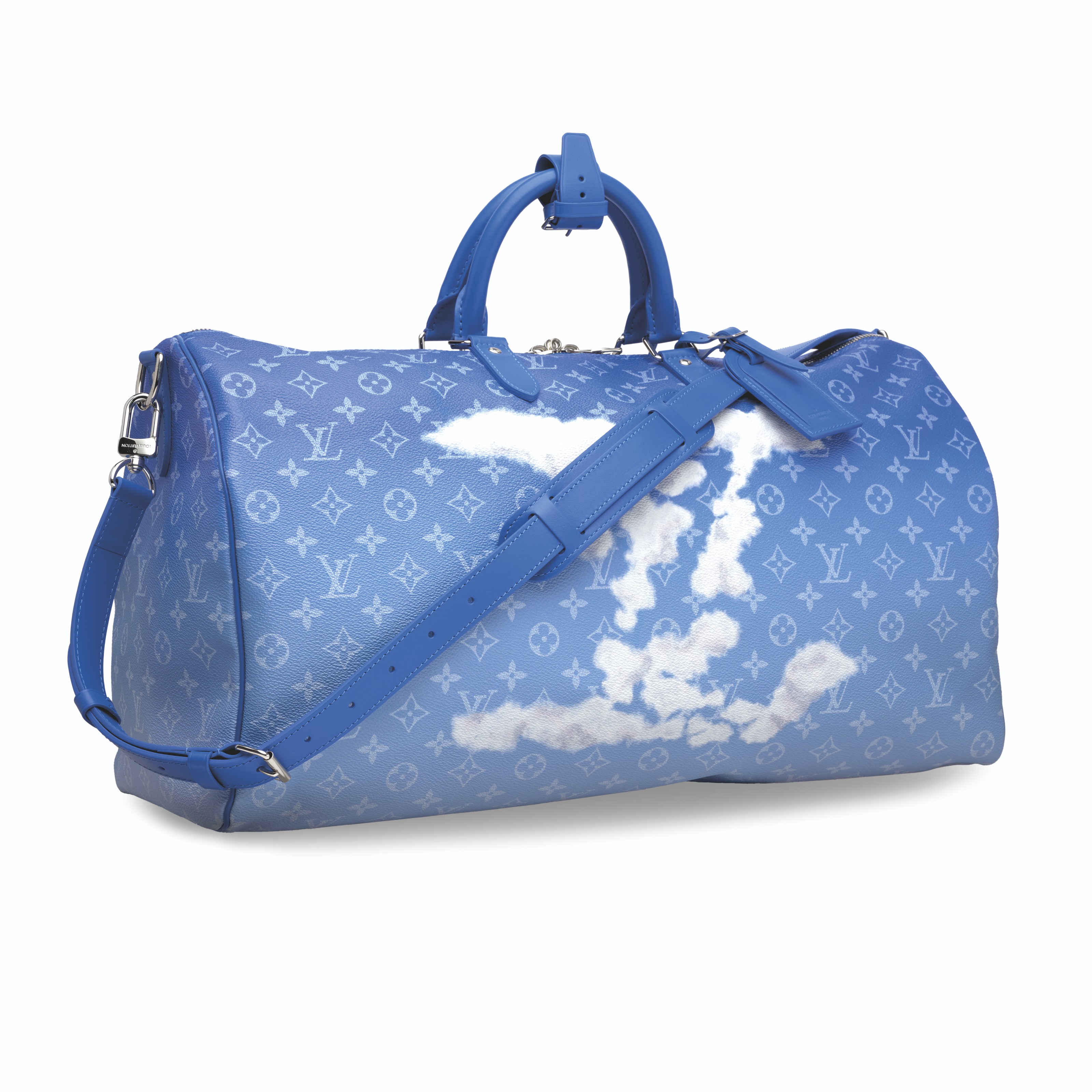 A LIMITED EDITION BLUE CLOUDS MONOGRAM CANVAS KEEPALL BANDOULIÈRE