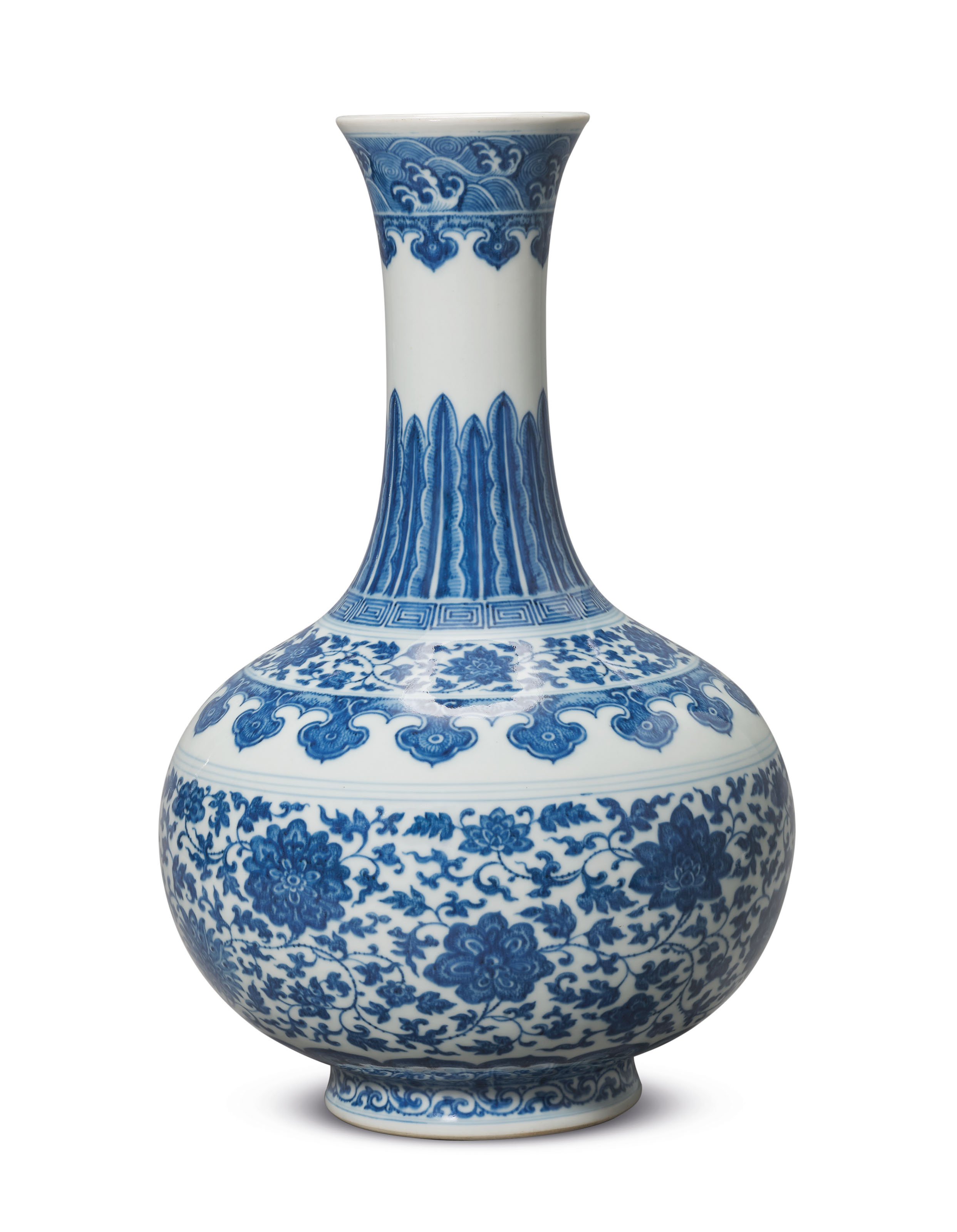 清雍正仿官釉五瓣瓜棱瓶六字篆書款, YONGZHENG SIX-CHARACTER