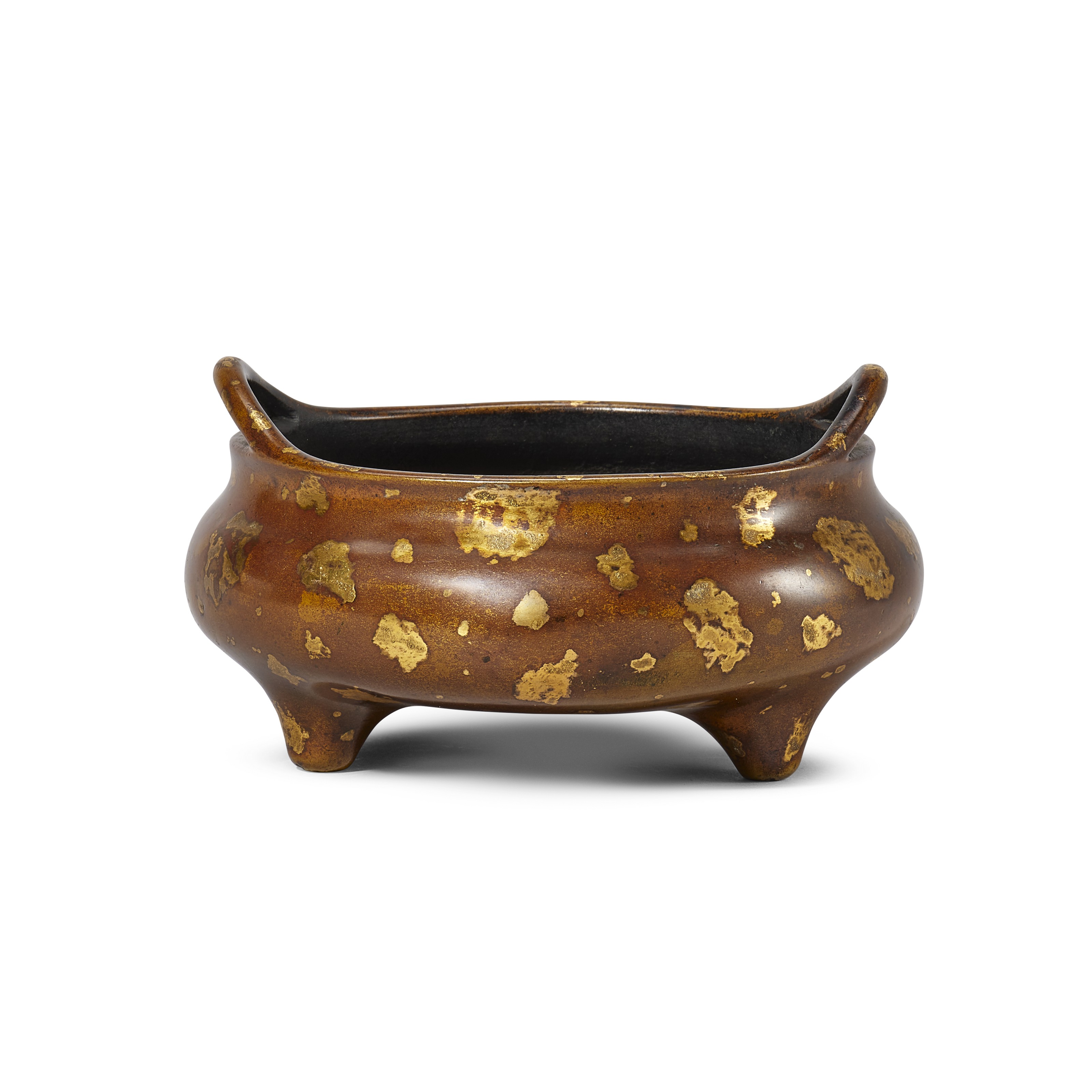 清十八世纪洒金铜桥耳三足香炉, QING DYNASTY, 18TH CENTURY