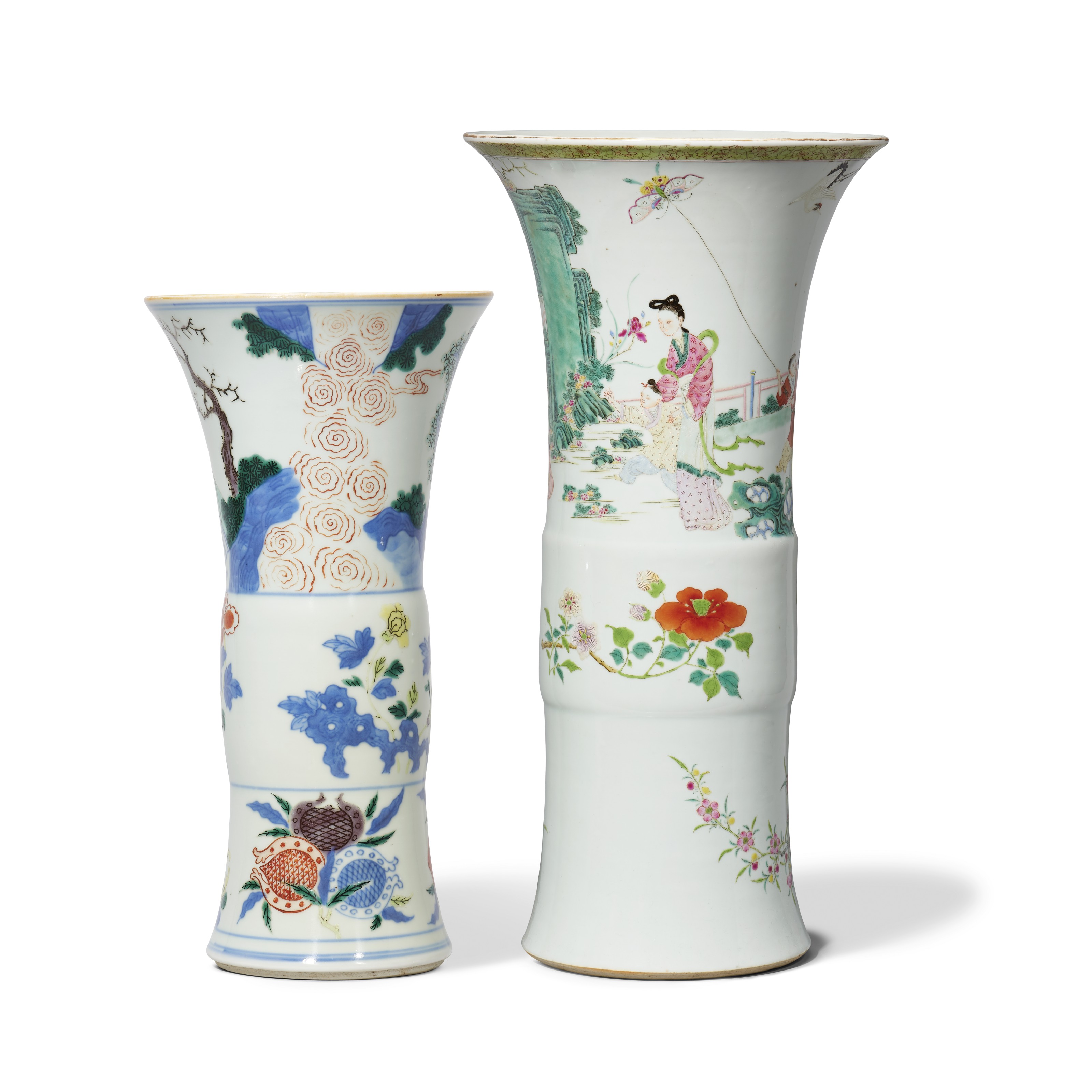 A FAMILLE VERTE 'LANDSCAPE' SQUARE VASE, QING DYNASTY, 19TH