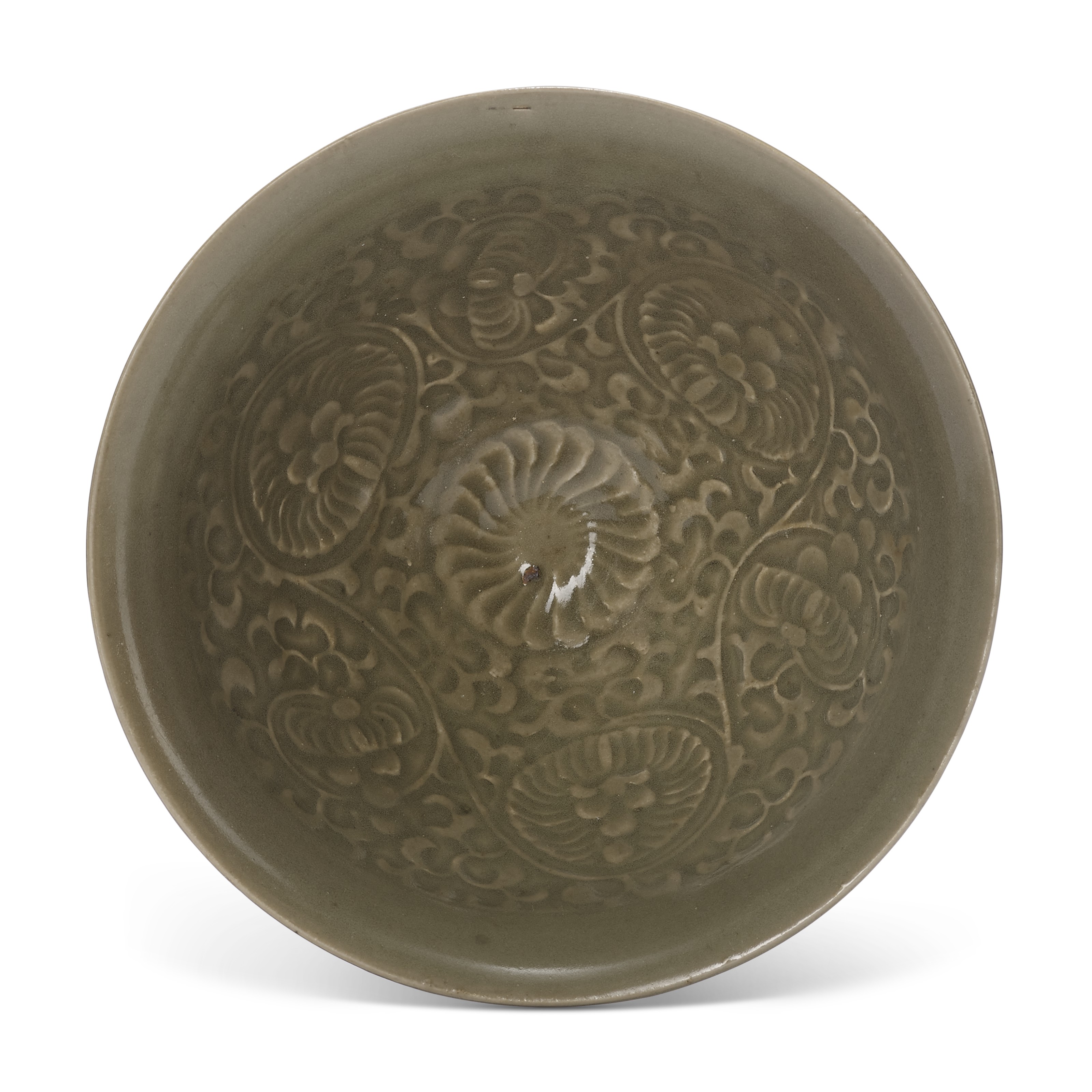 Y2022 珍品耀州窯青磁☆刻菊文茶碗☆宋
