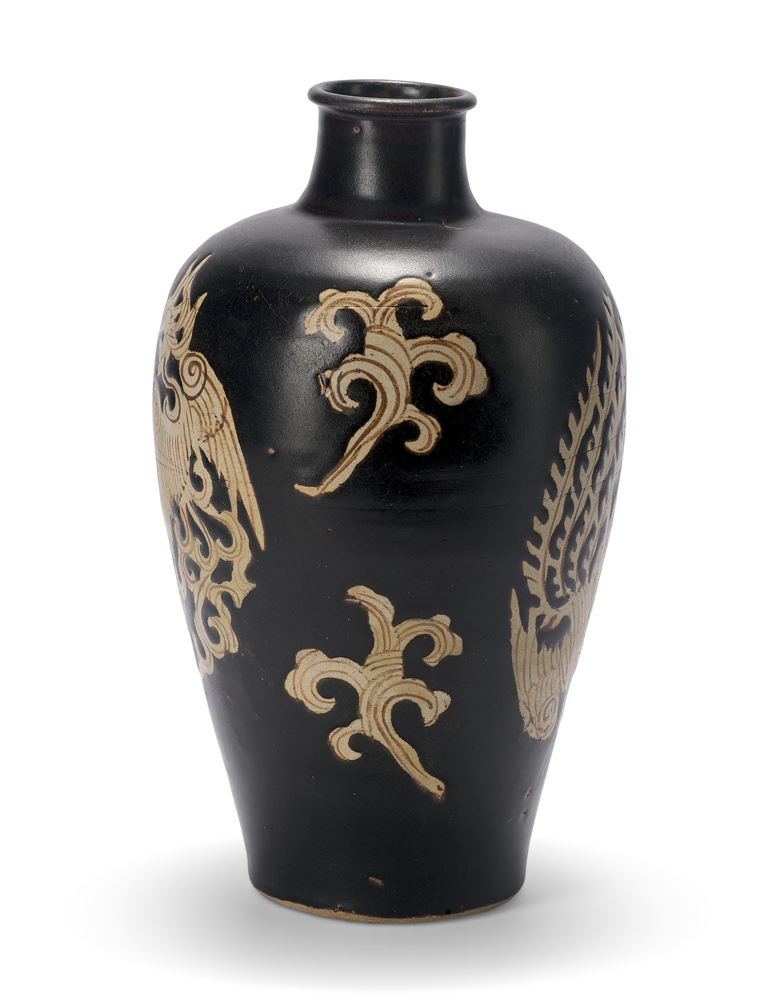 南宋吉州窯黑釉剔鳳凰紋梅瓶, SOUTHERN SONG DYNASTY (1127-1279 