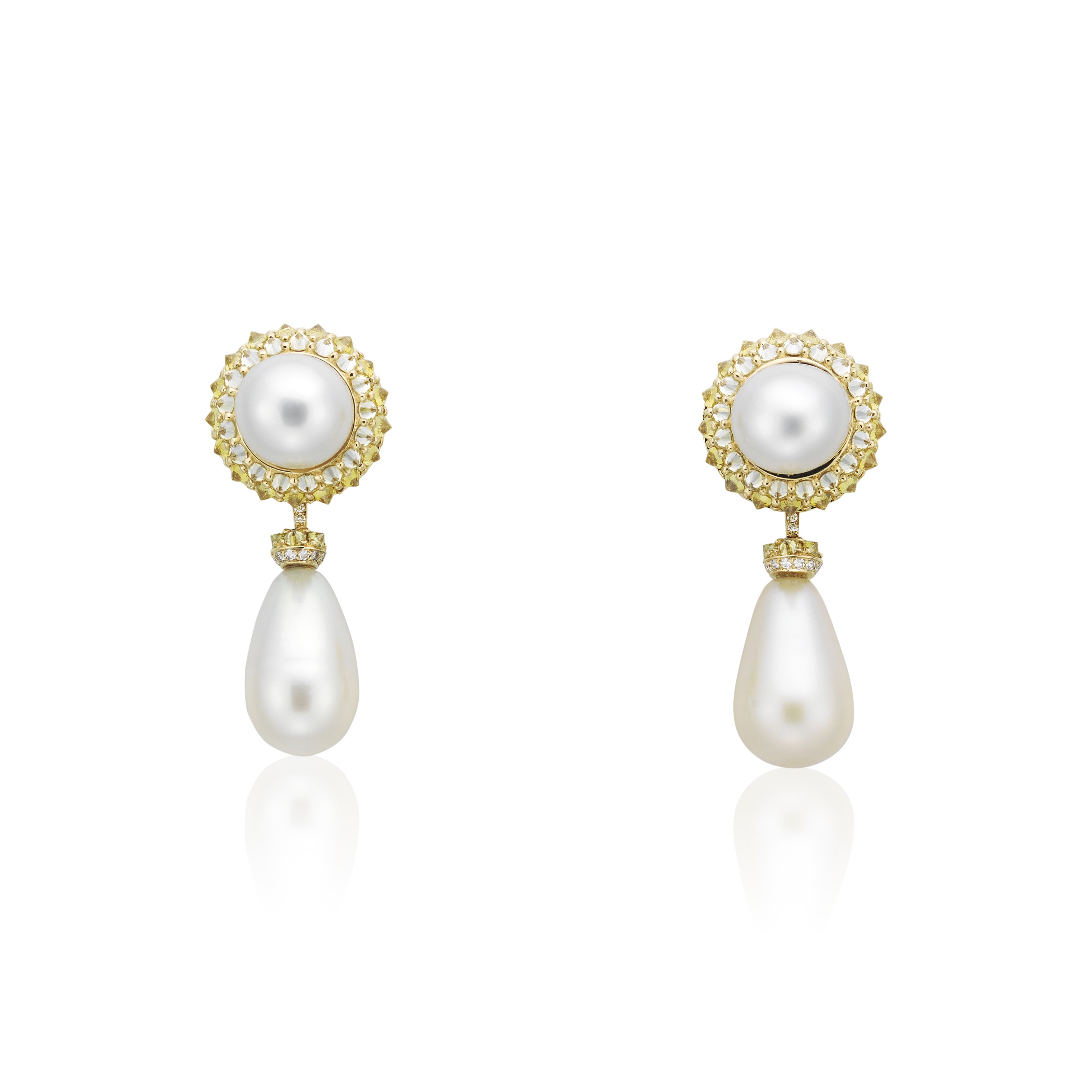 PASPALEY NATURAL PEARL, COLOURED DIAMOND AND DIAMOND 'SUNFLOWER