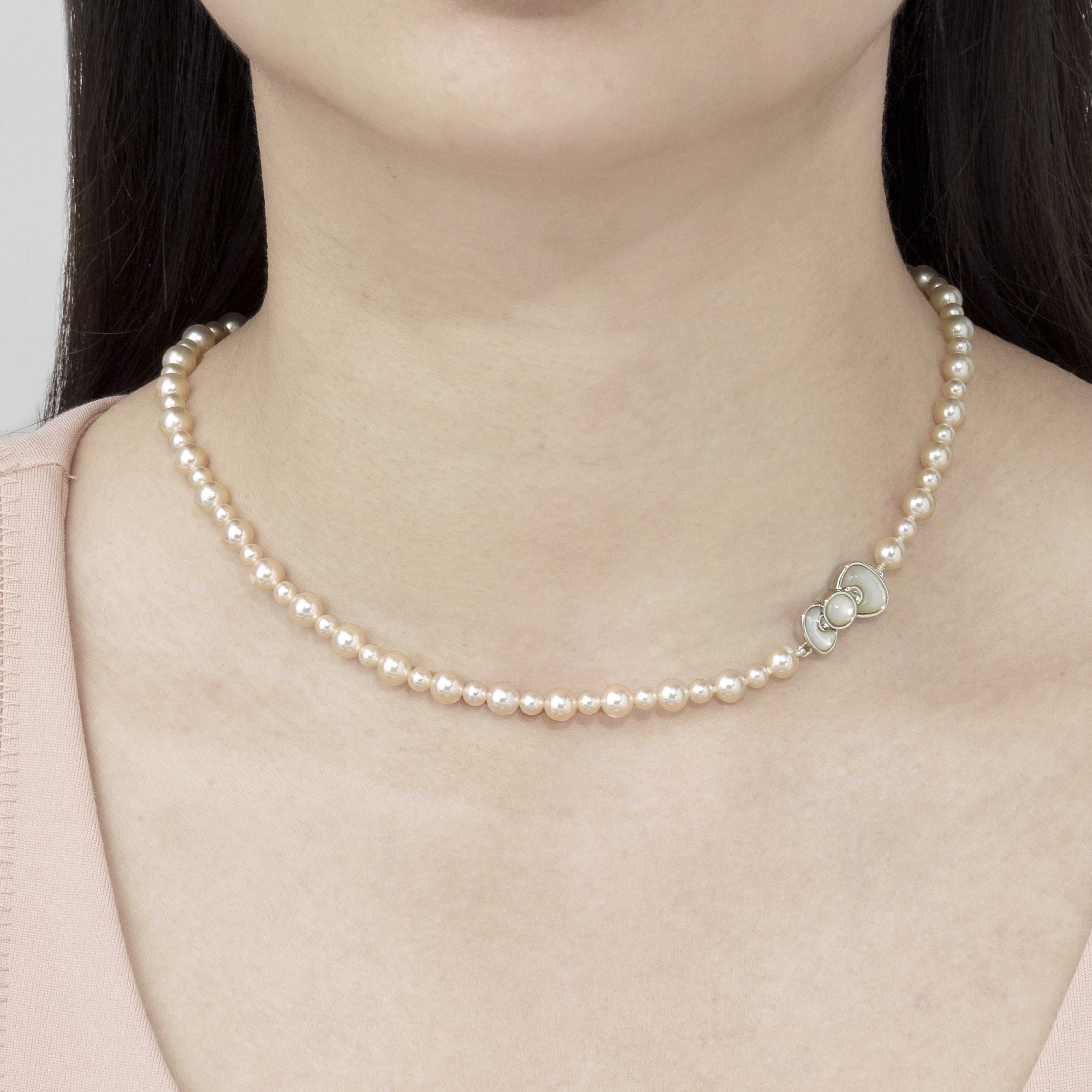 日本未入荷Heiの[sv925] miki pearl necklace 全2色 60's VTG Mikimoto Pearl Necklace SV925 Sterling Silver 5.5mm