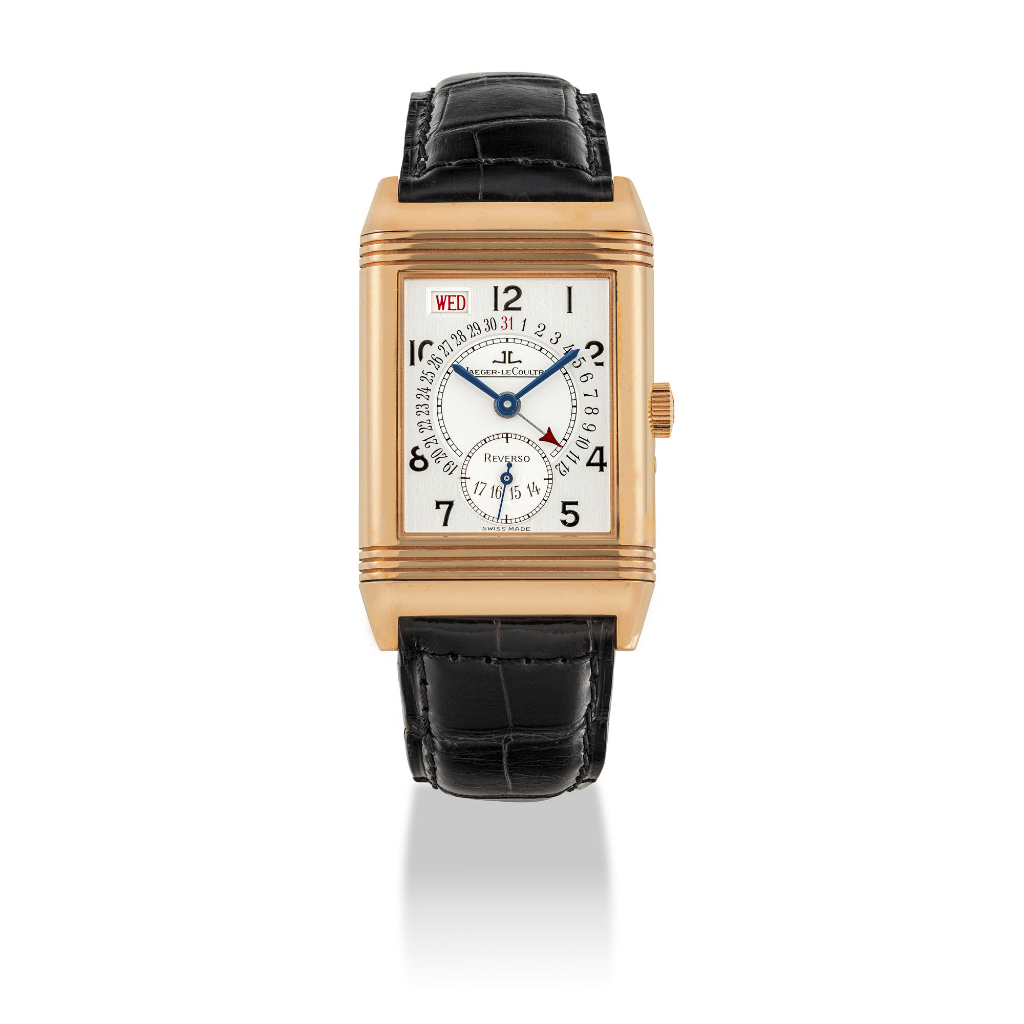 JAEGER LECOUTLRE PINK GOLD REVERSO DAY AND DATE Christie s