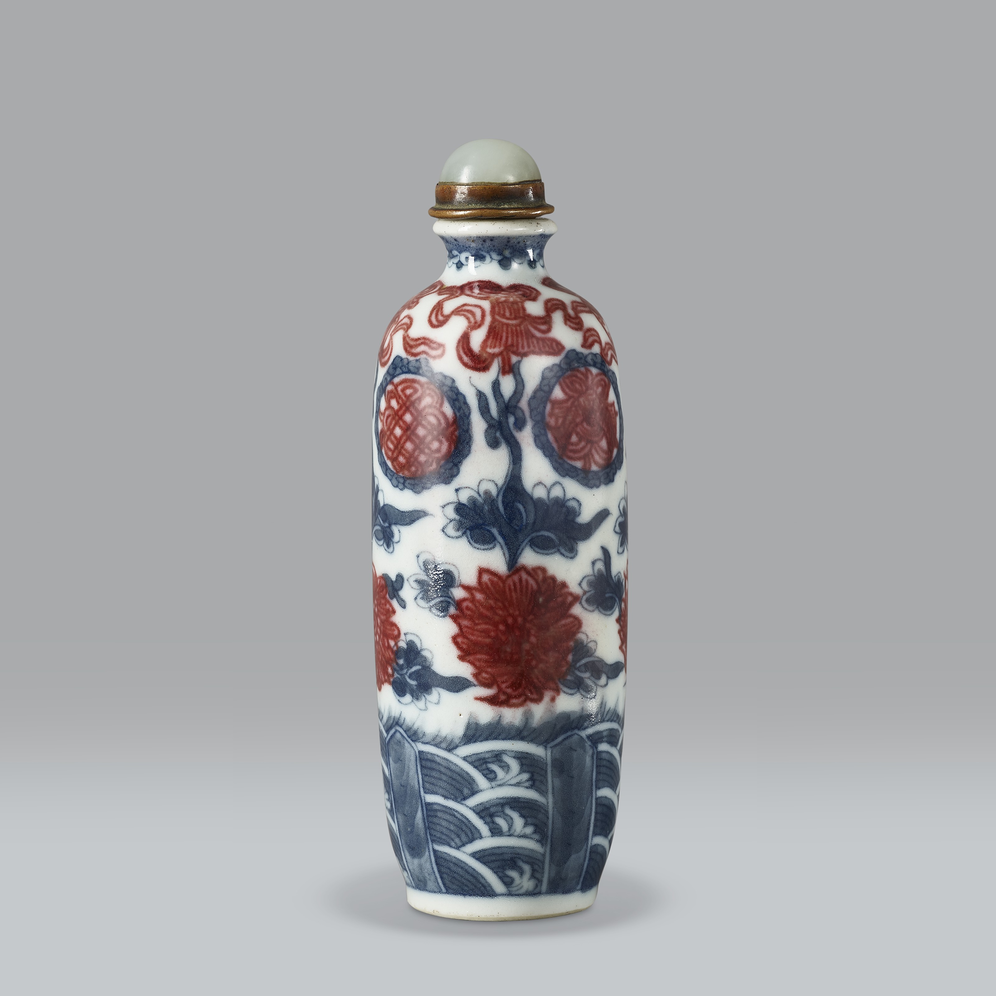 古美術　正元(254年十月-256年五月)時代物 /青花釉裏紅花卉文共蓋壺/在銘 古美術 正元(254年十月-256年五月)時代物 /青花釉裏紅