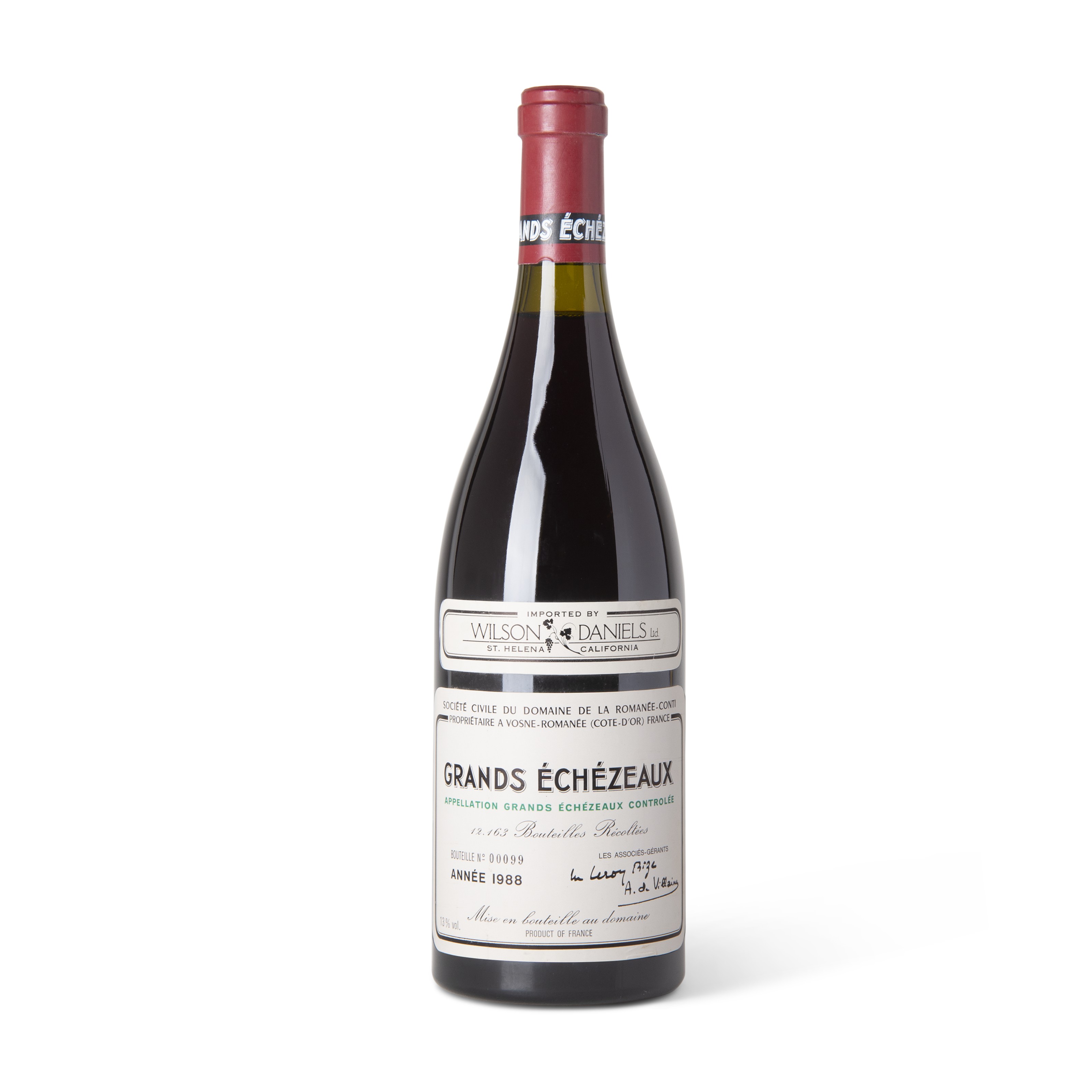 Domaine de la Romanée-Conti, Grands-Echézeaux 1988, Grand Cru, Côte de  Nuits (1 bottle) Very slightly scuffed label. Slightly stained back label.  Wilson Daniels slip label. Level: 1.5cms | Christie's
