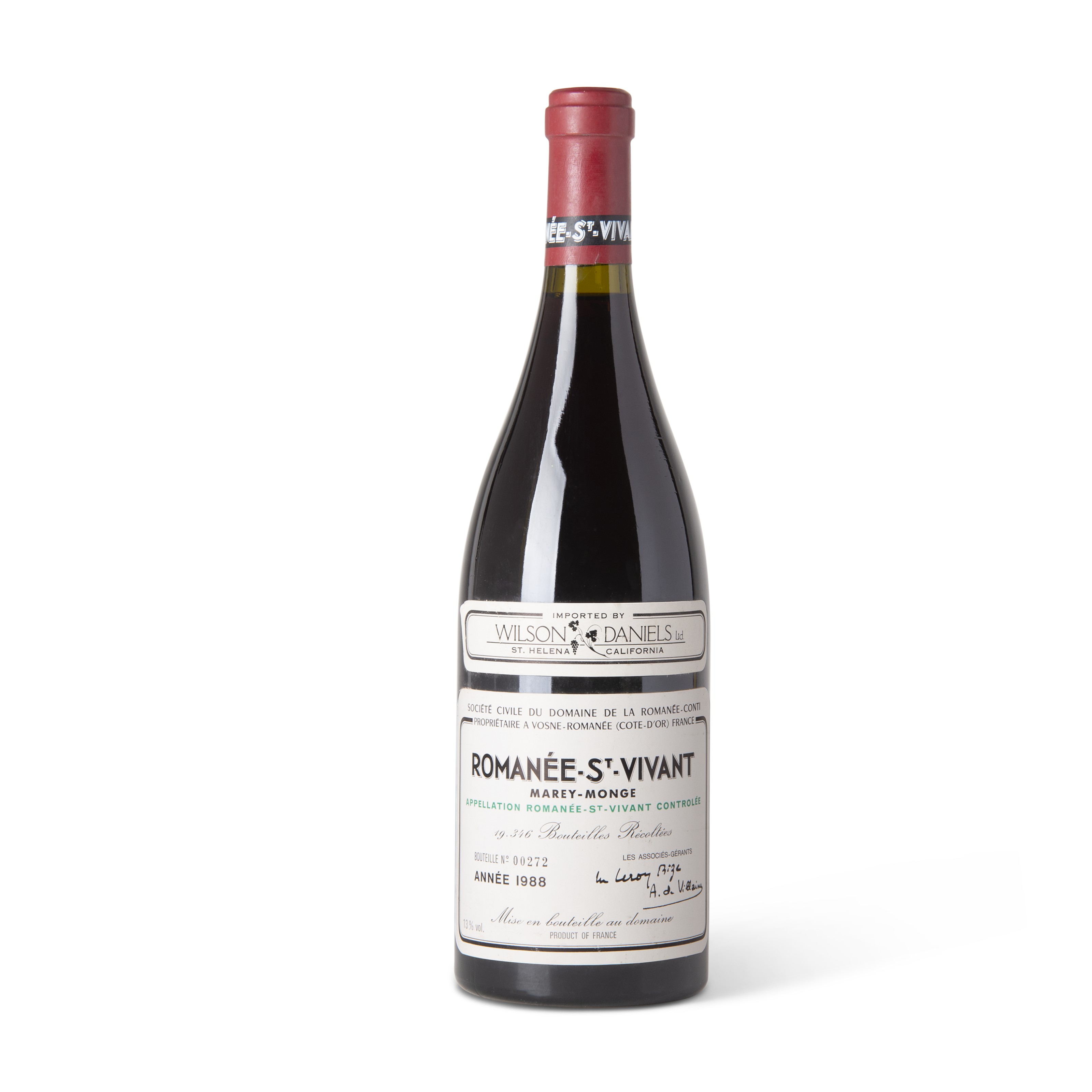 Domaine de la Romanee-Conti, Romanee-Saint-Vivant 1988, Grand Cru, Cote de  Nuits (1 bottle) Very slightly scuffed label. Slightly damaged back label.  Wilson Daniels slip label. Level: 1cm | Christie's