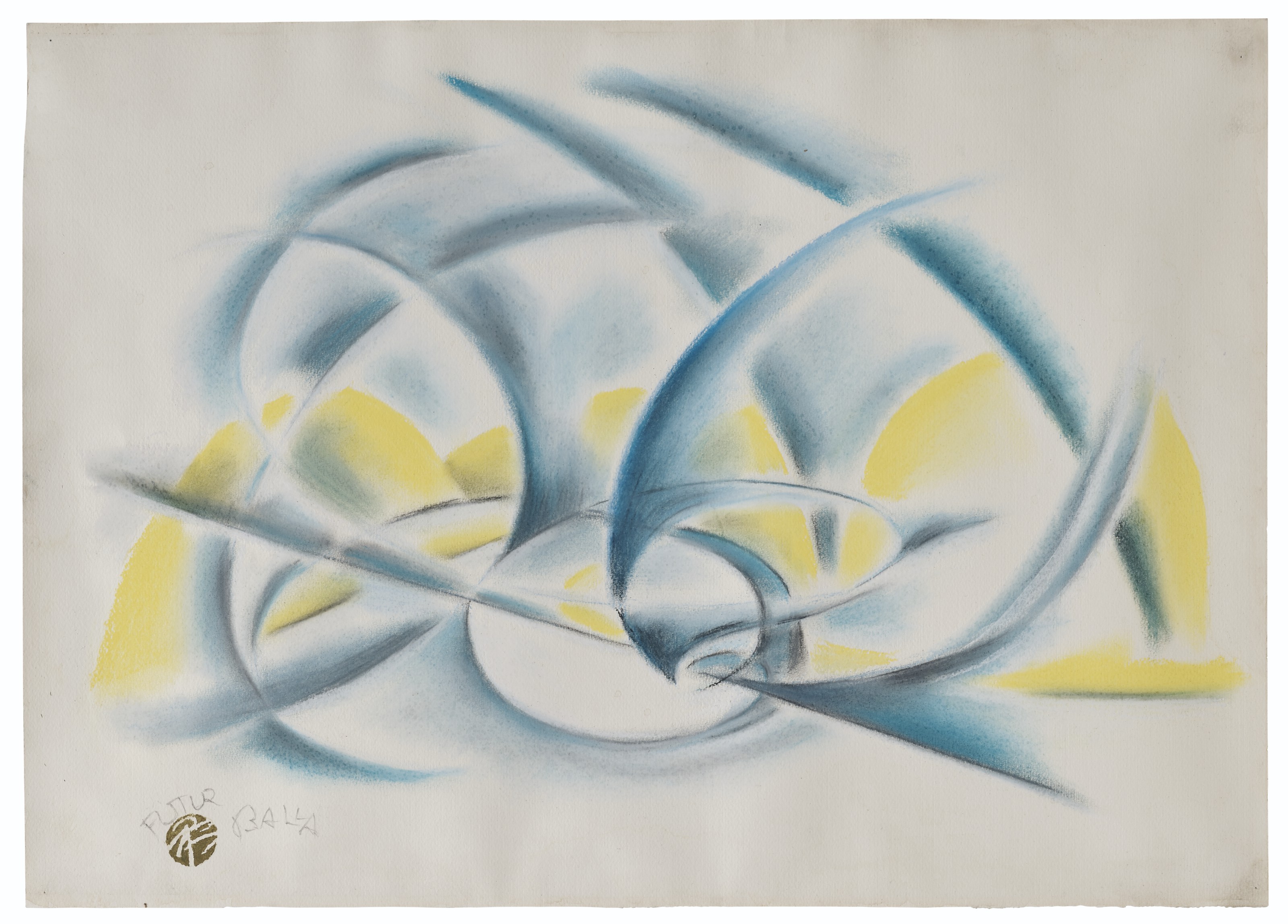 Giacomo Balla (1871-1958), Velocit&agrave; astratta + paesaggio, 1914. Pastel on paper. 49.6 x 69.2  cm. Sold for €181,250 on 16 November 2021 at Christie’s in Milan
