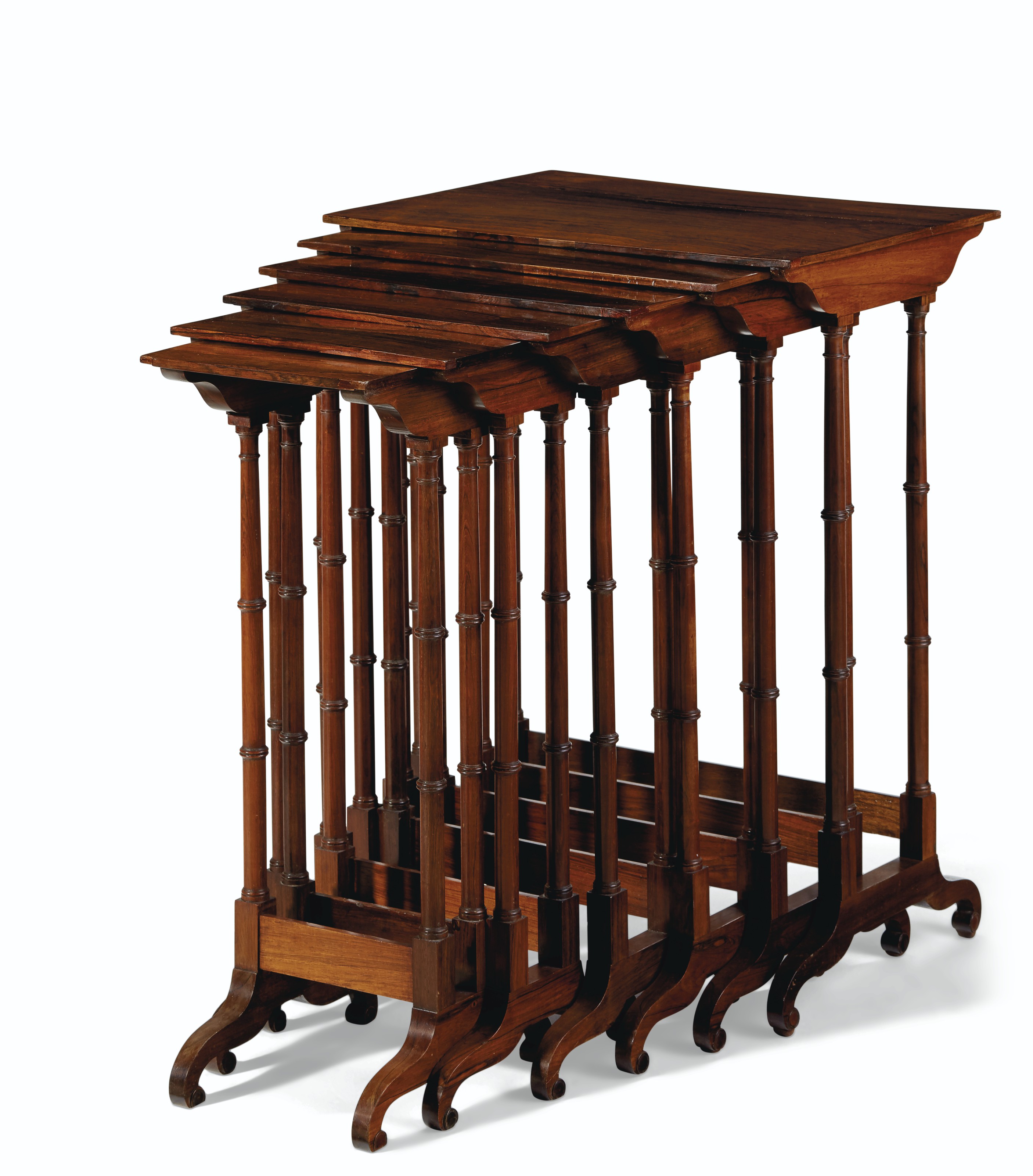 the john l manning set of six classical rosewood nesting tables