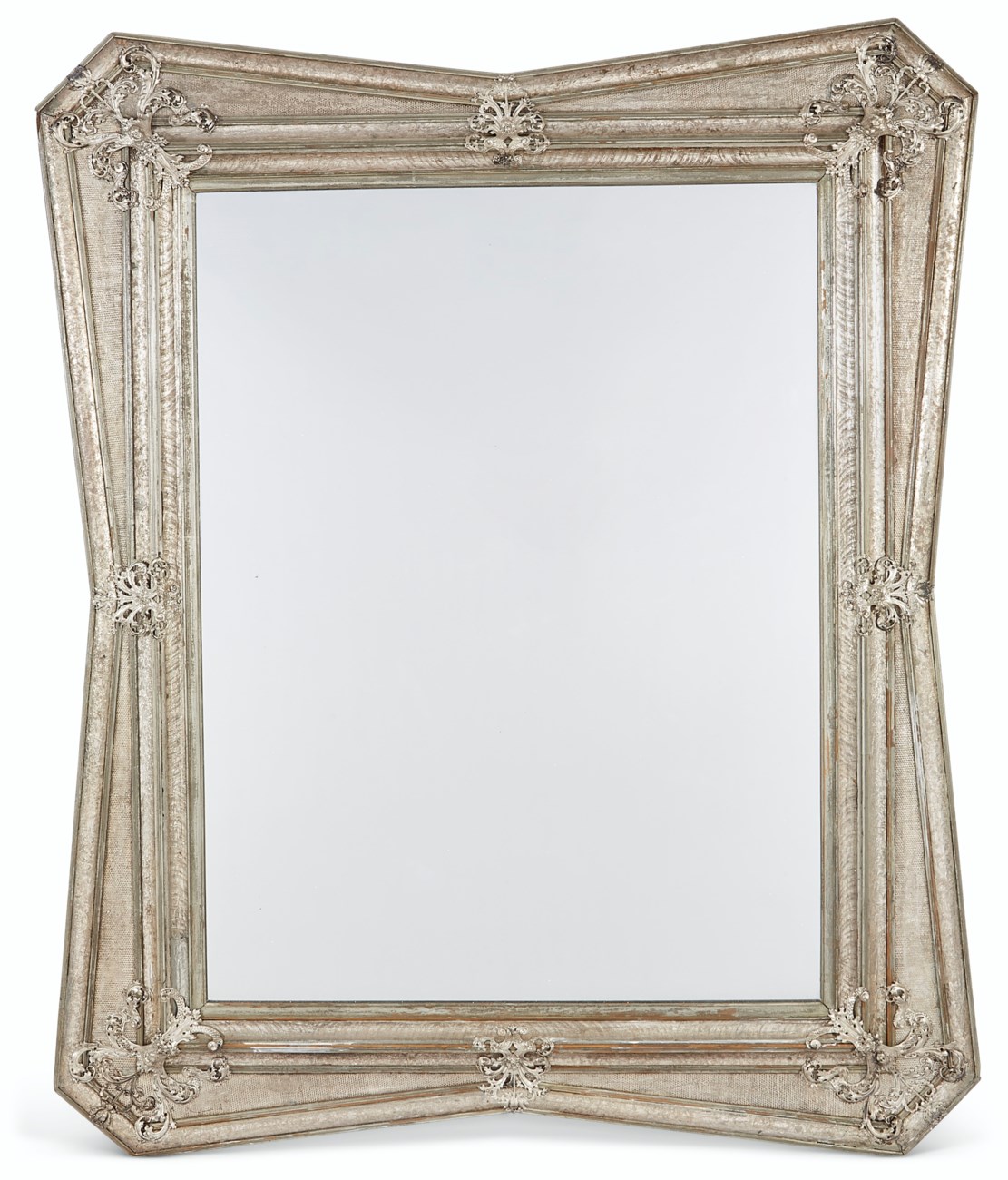 A GERMAN SILVERED METALMOUNTED SILVER FOIL MIRROR