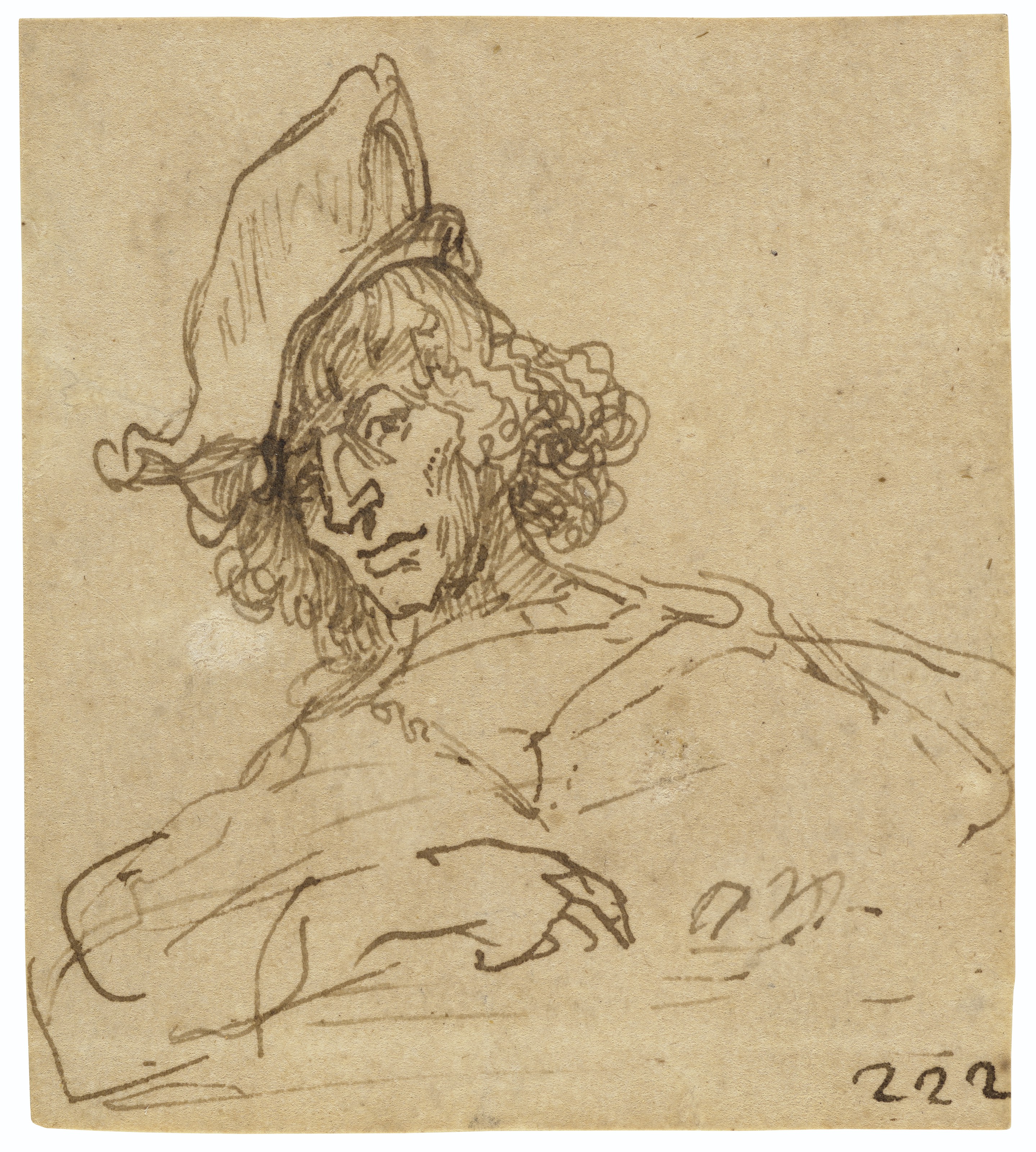 Bust of a young man wearing a hat