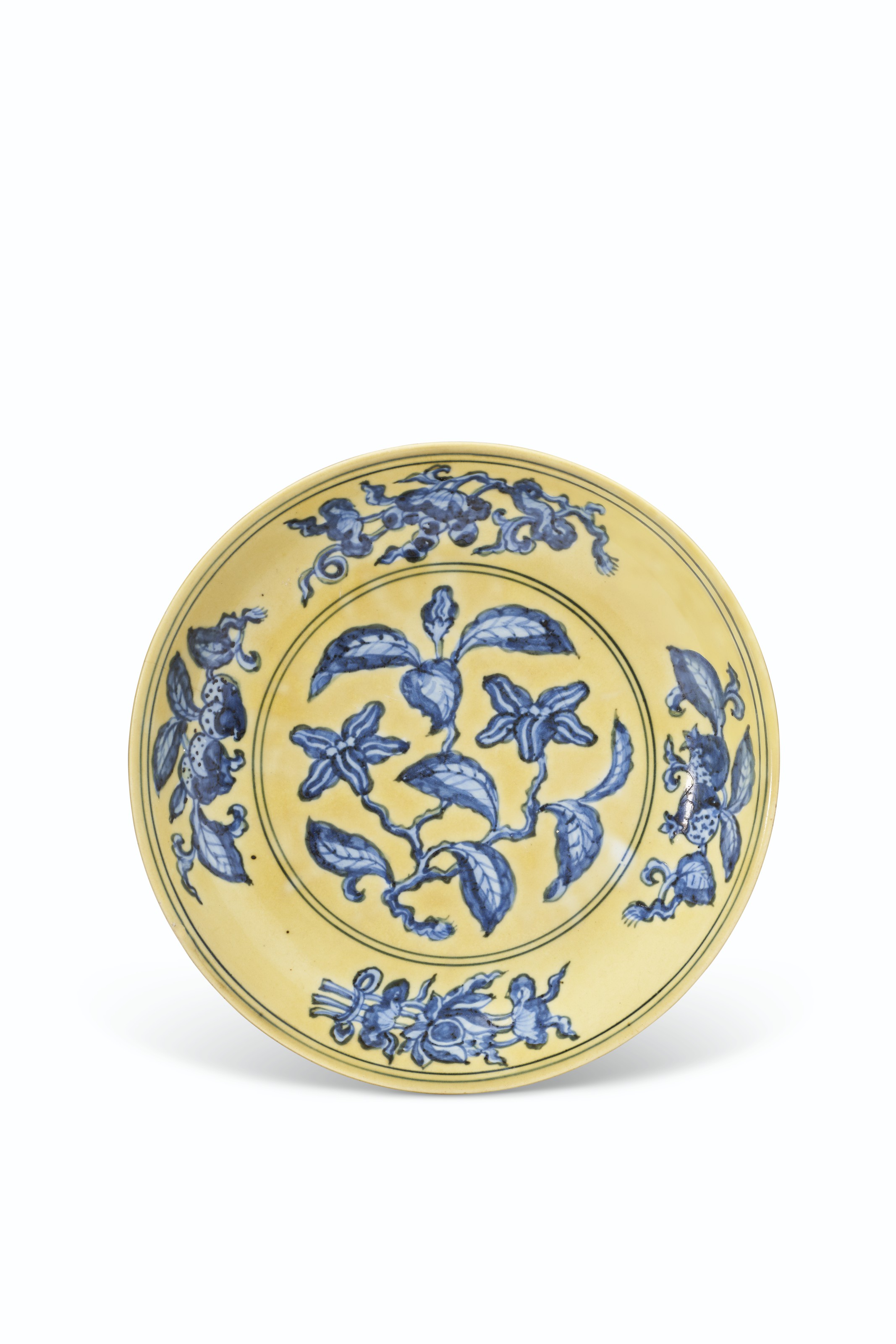 AN IMPERIAL YELLOW-GLAZED DISH, HONGZHI SIX-CHARACTER MARK