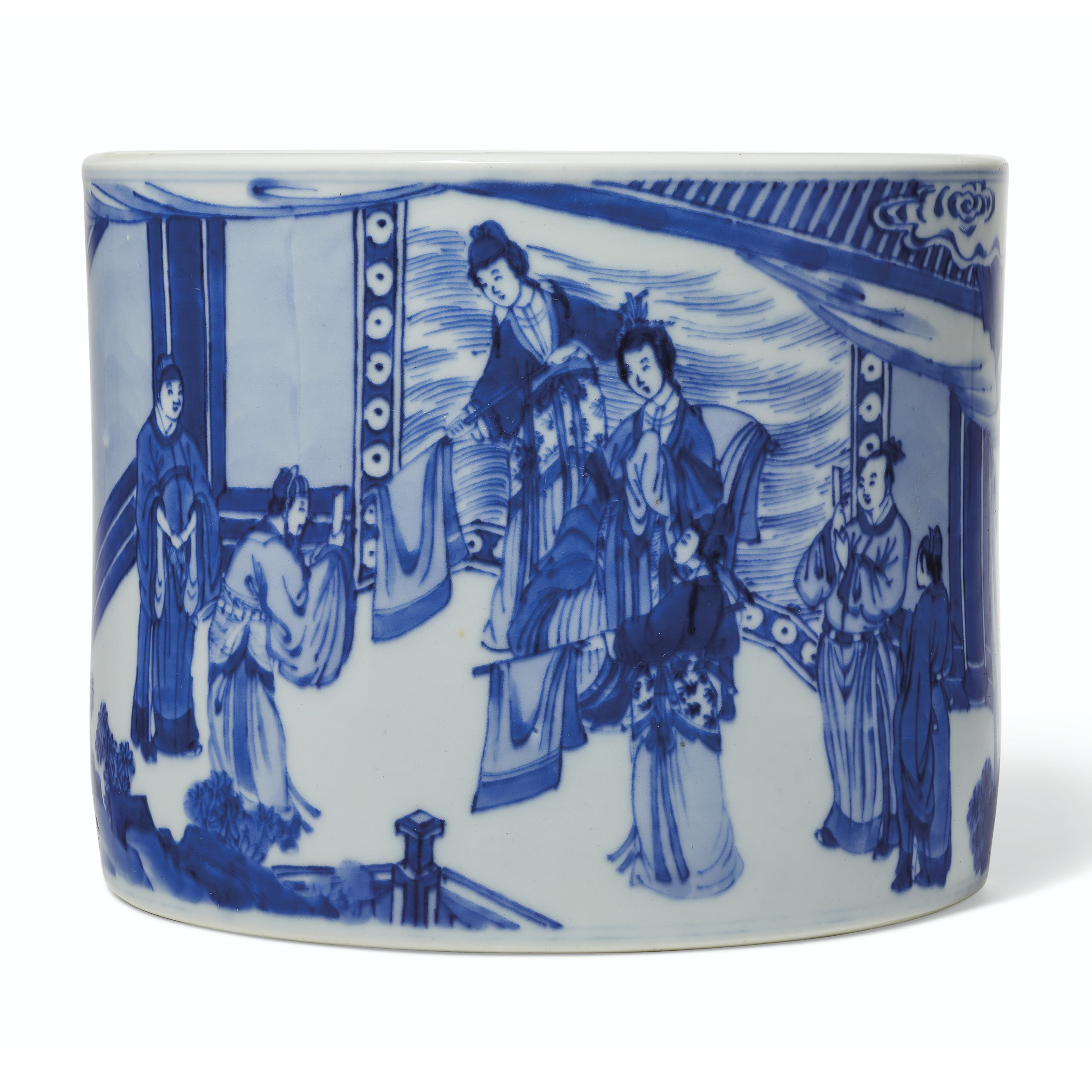 清康熙青花仕女圖筆筒, KANGXI PERIOD (1662-1722) | Christie's