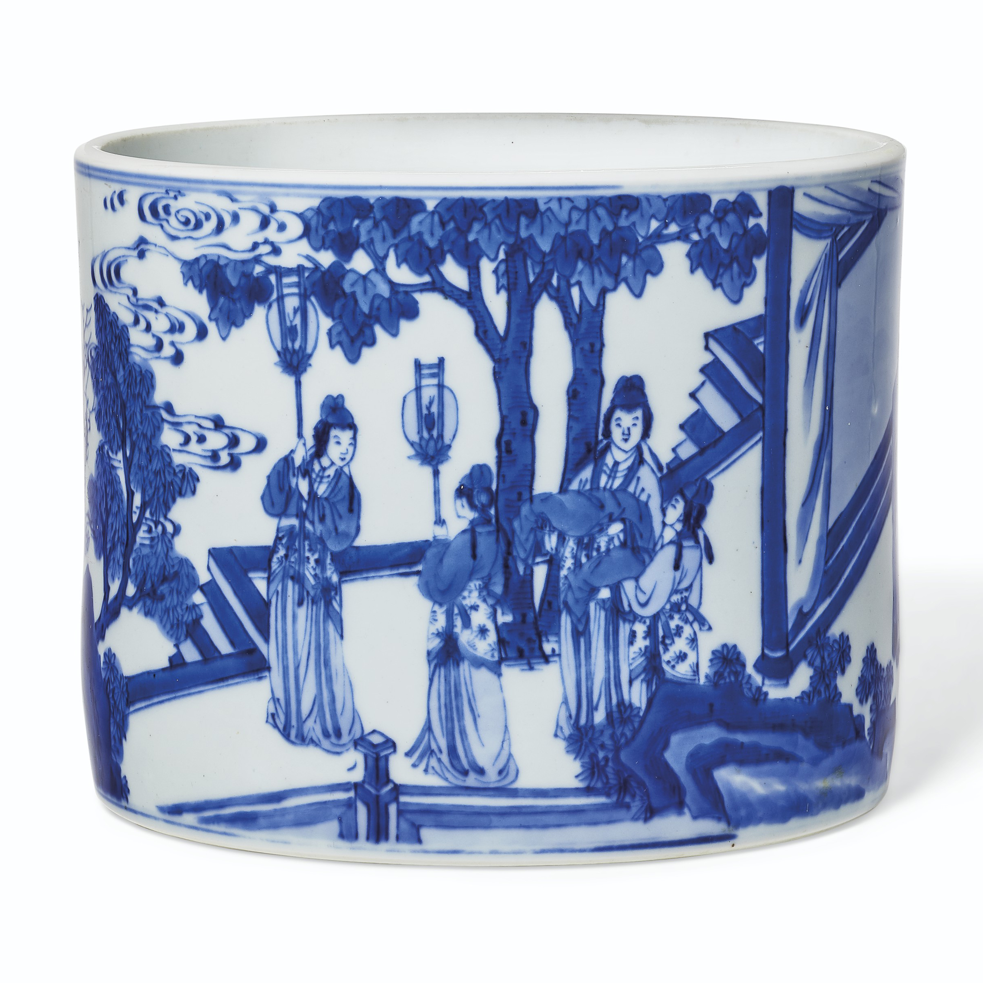清康熙青花仕女圖筆筒, KANGXI PERIOD (1662-1722) | Christie's